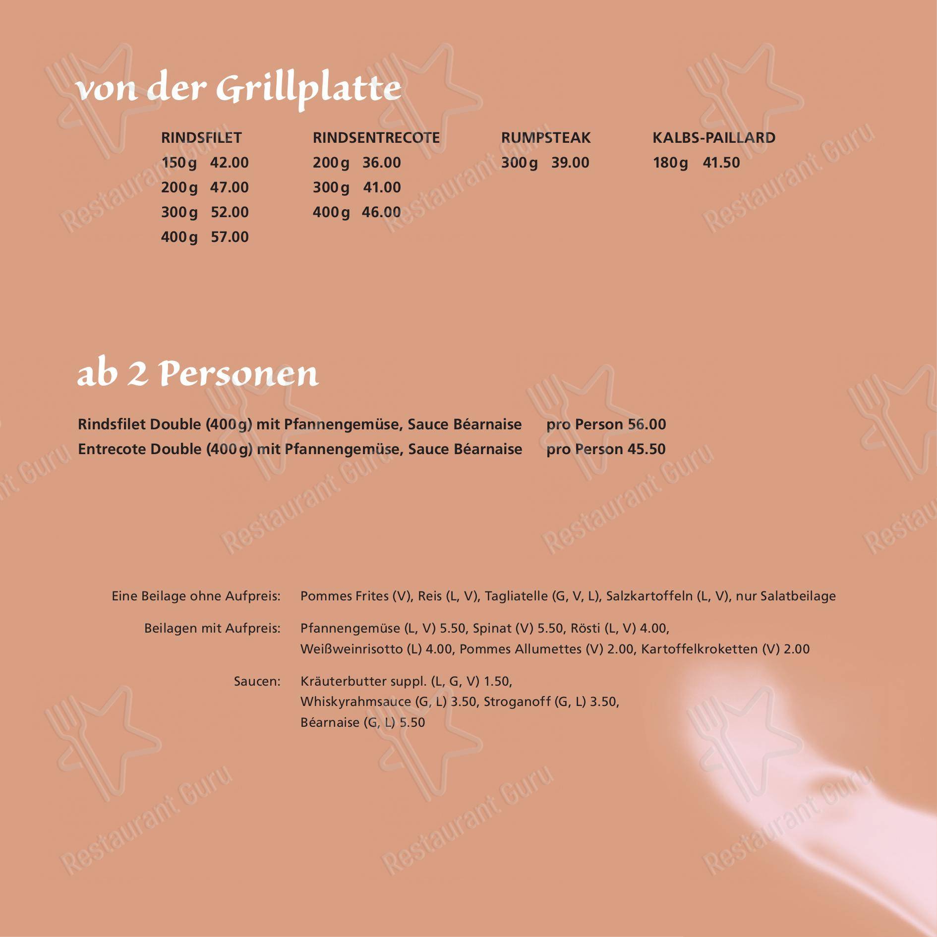 Menu per Restaurant Waldeck Ostermundigen ristorante