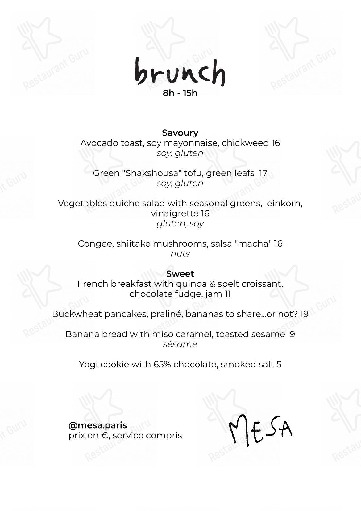 Menu pour mesa de HOY - PlantBased Restaurant - Lunch Menu