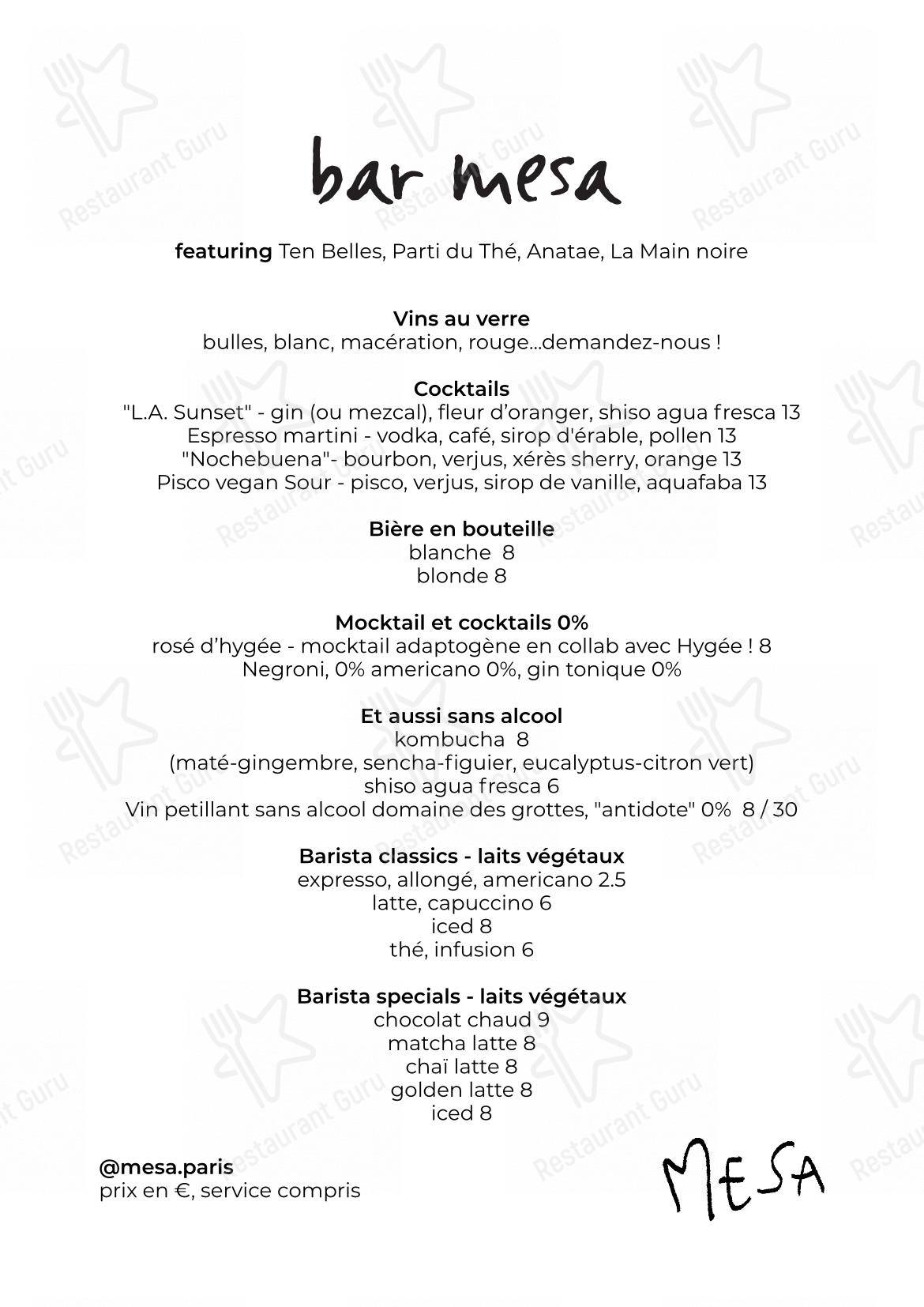 Wine Menu pour mesa de HOY - PlantBased Restaurant restaurant