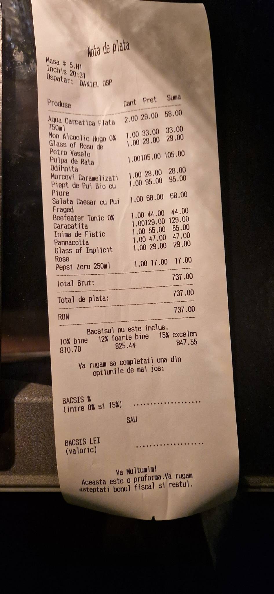 Menu de naive