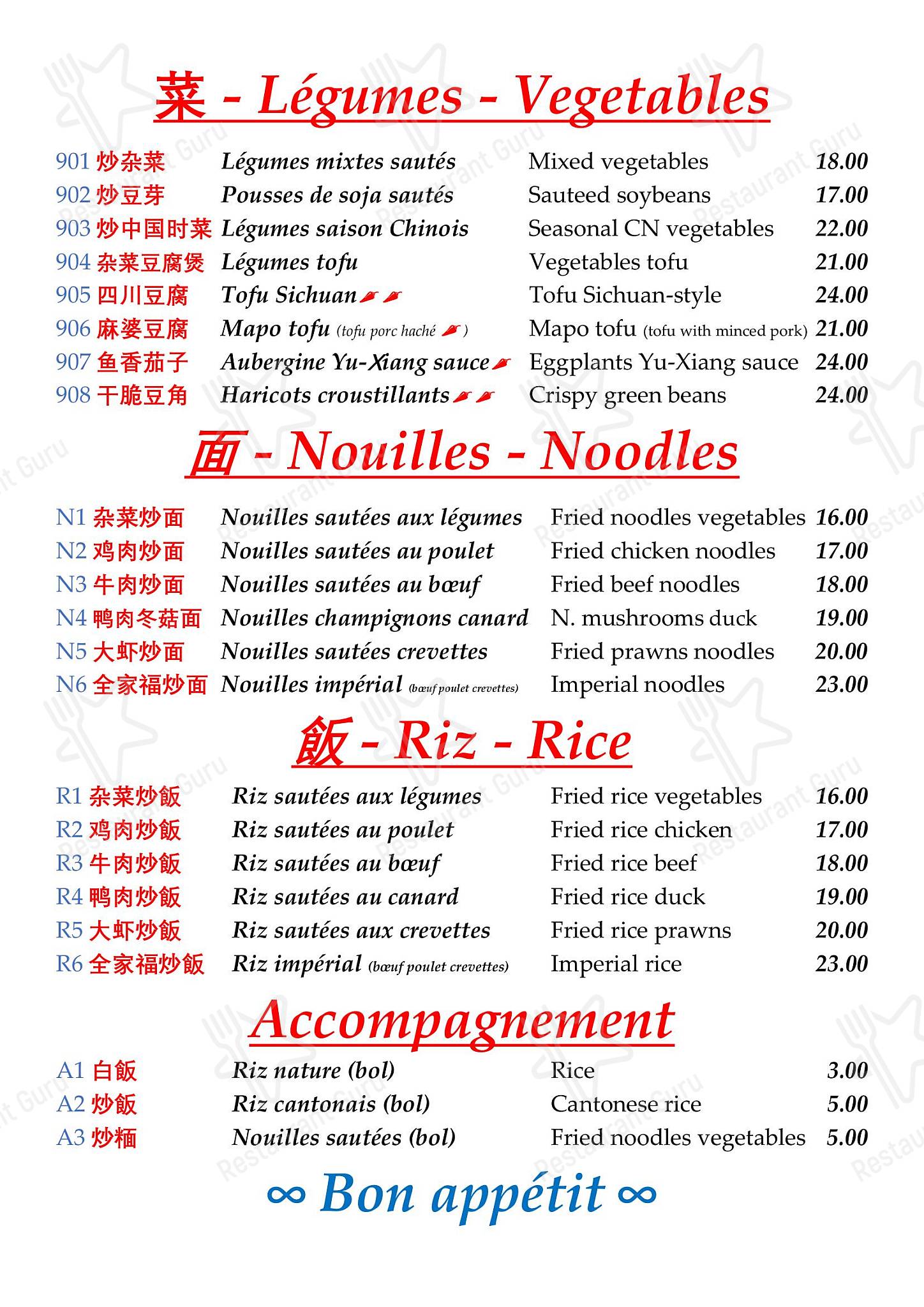 Menu per Chanaan in Ginevra