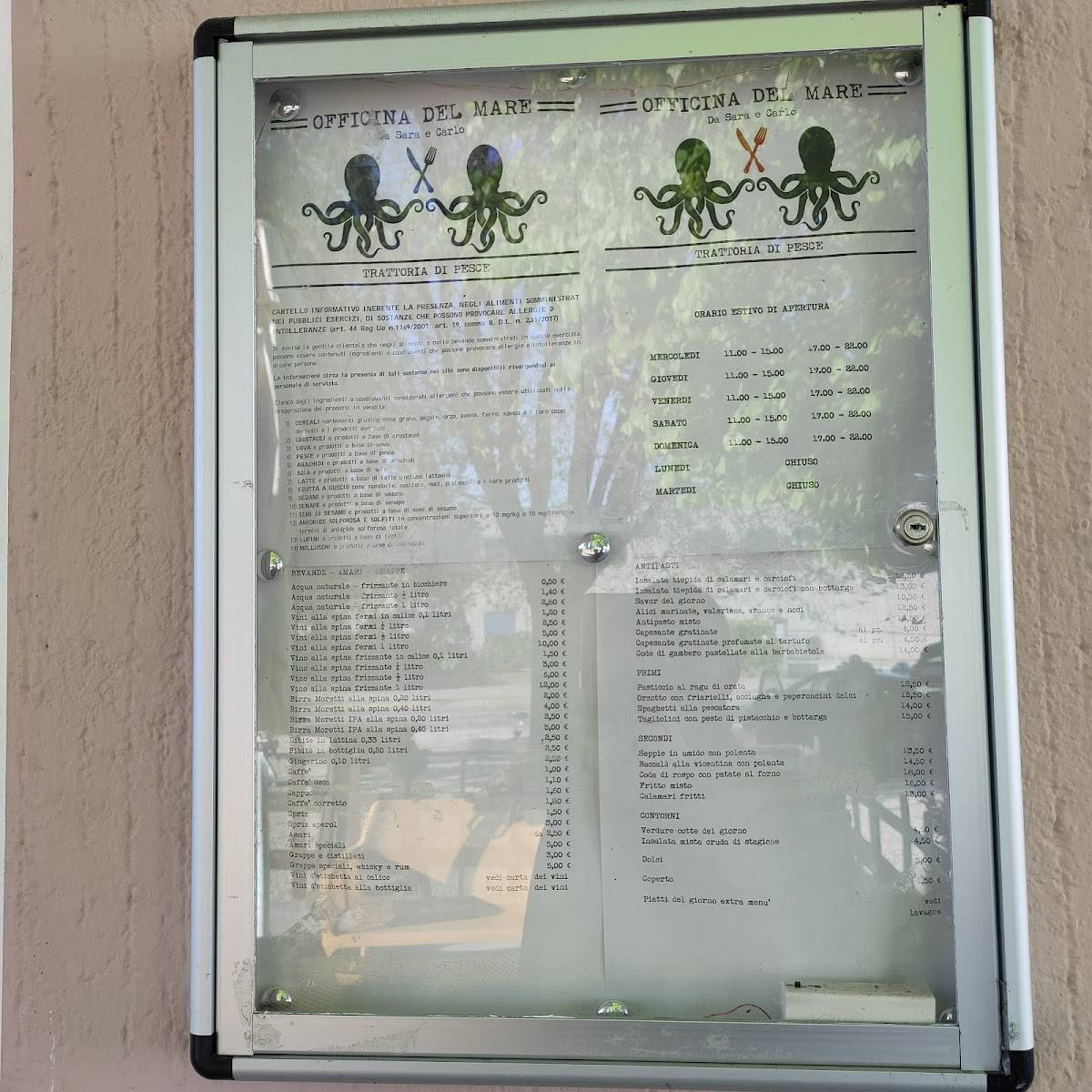 Menu di officina del mare 