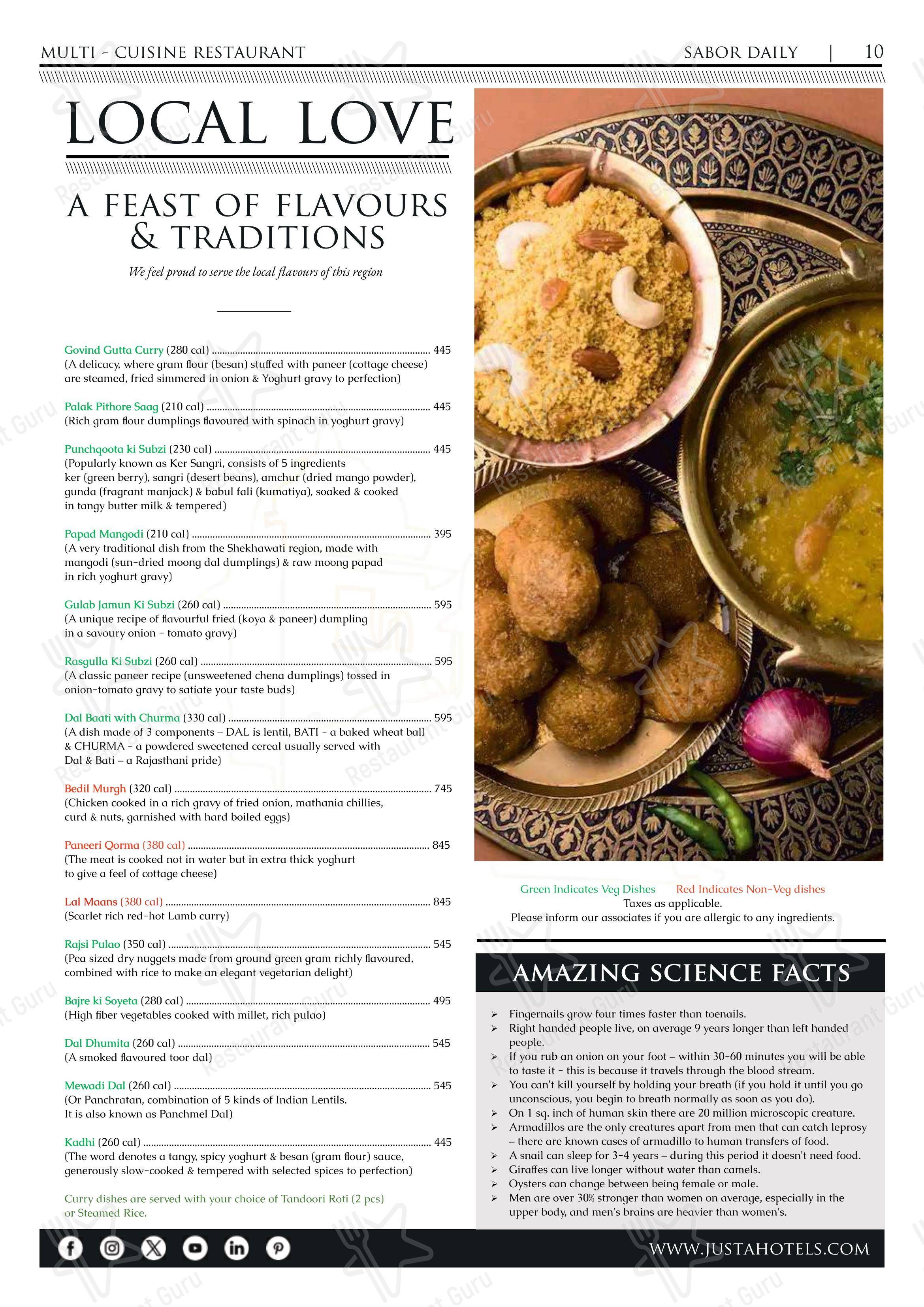 AIR, jüSTa Sajjangarh in Udaipur - Menu