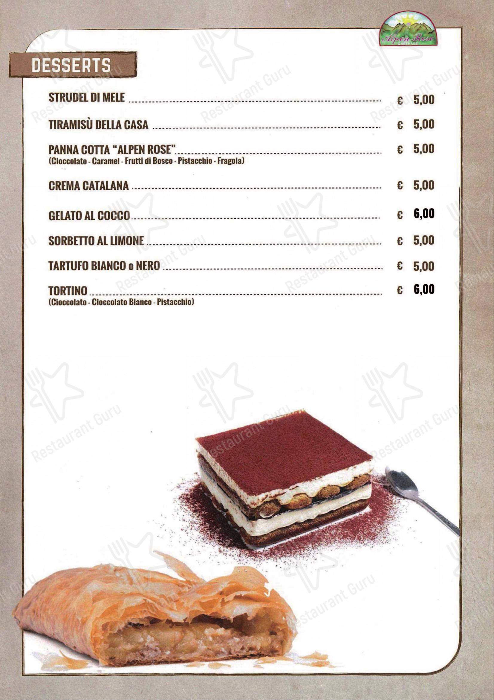 Alpen Rose in Alba Adriatica - Takeaway Menu