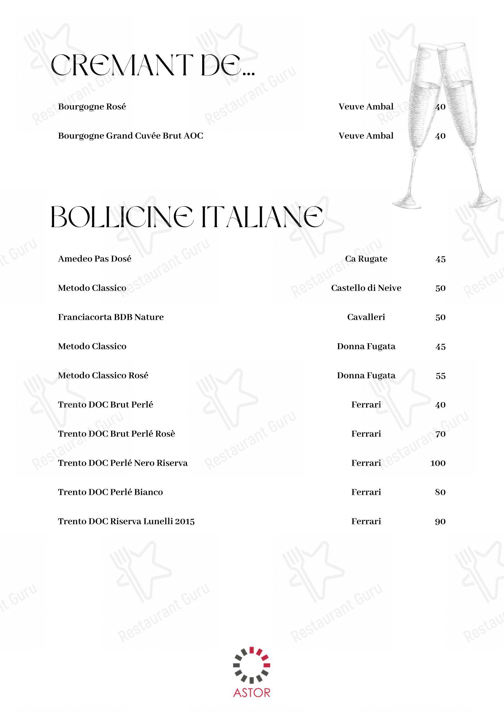 Astor in Belluno - Menu