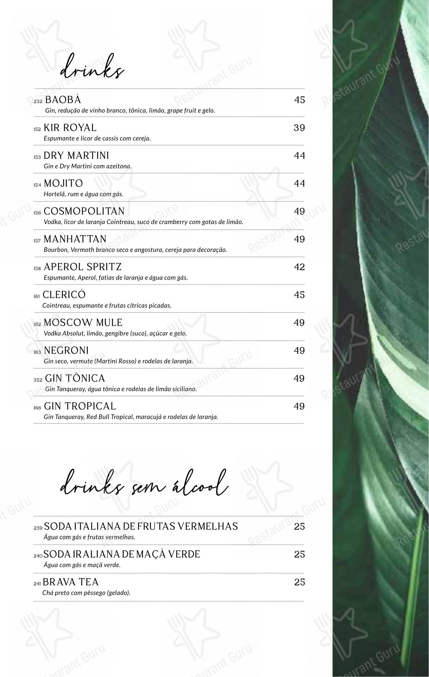 Menu para Baobá Bar e Restaurante restaurante