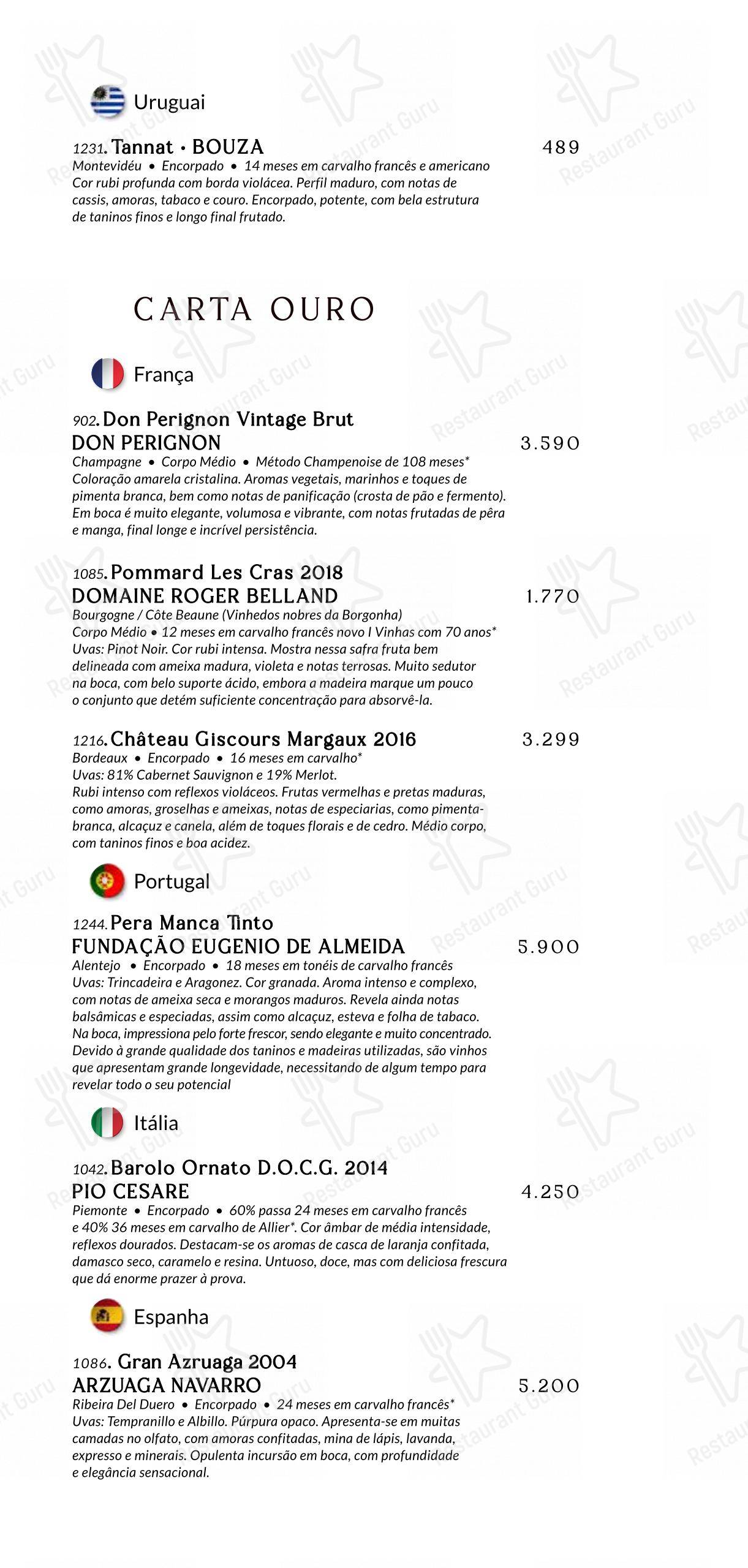 Menu bar para Baobá Bar e Restaurante restaurante
