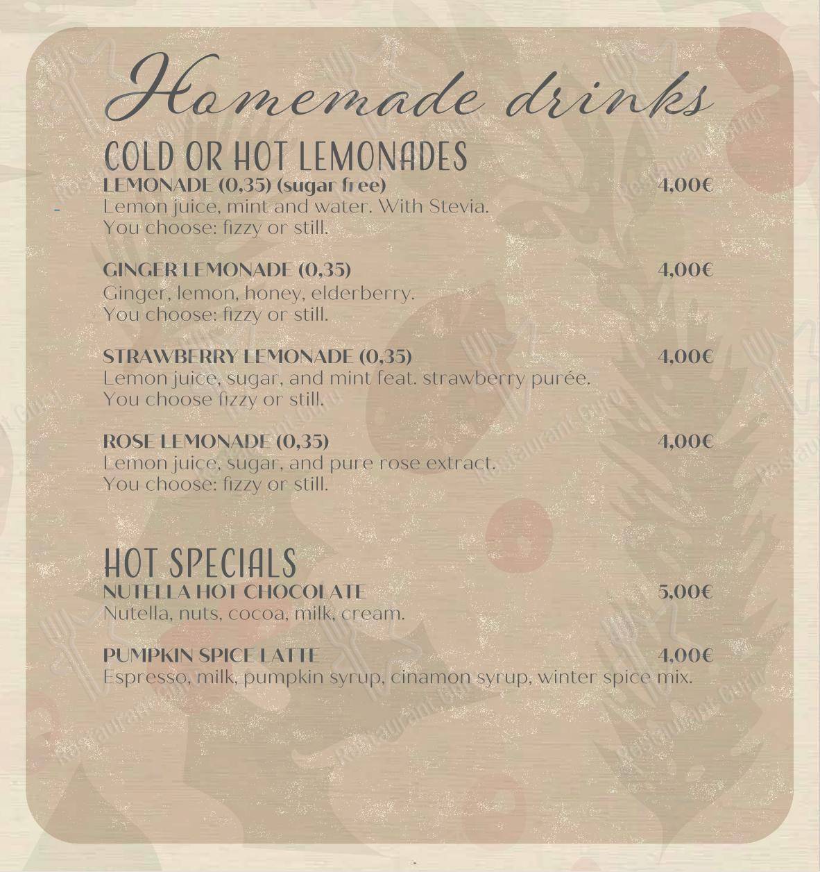 Bepa in Spalato - Основное меню