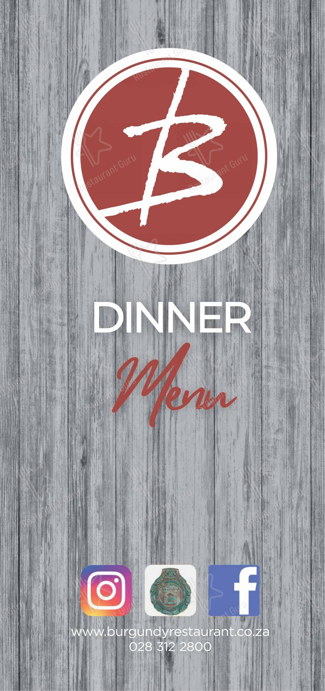 Коктейльная карта pour Burgundy Restaurant dans Hermanus