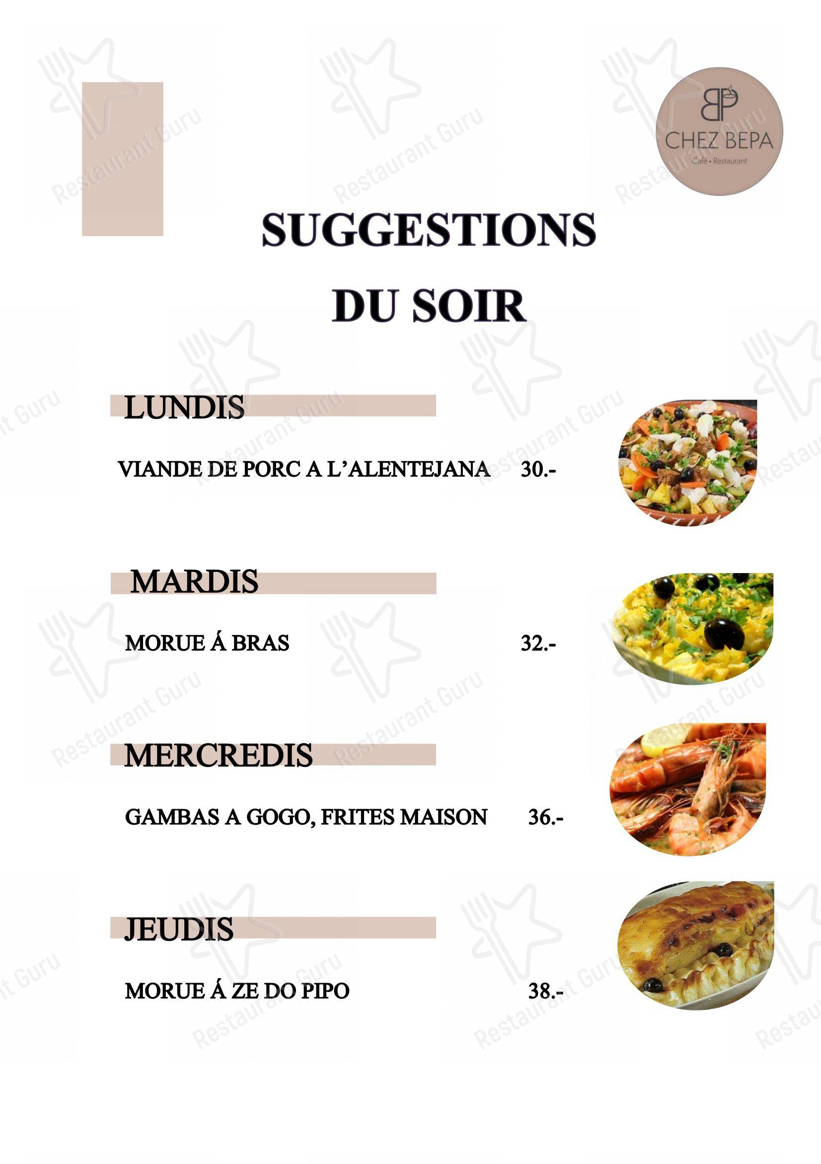 Café-Restaurant CHEZ BEPA in Crissier - 菜单