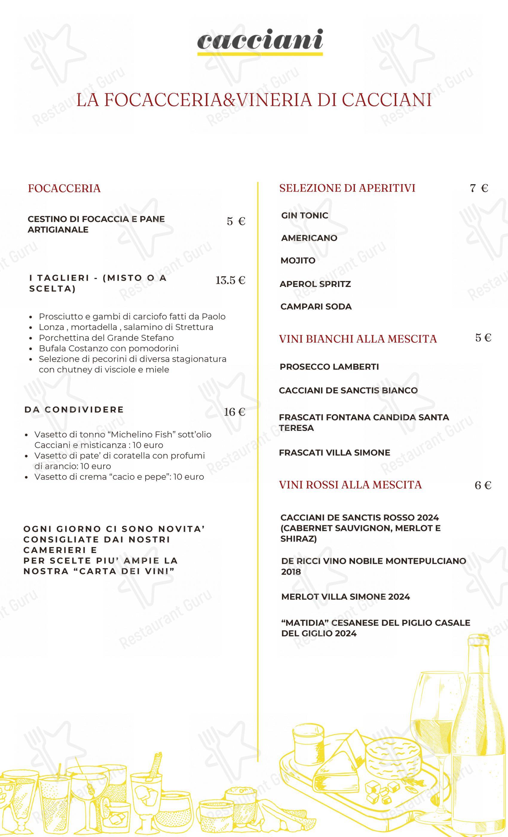菜单 per Cacciani Ristorante in Frascati