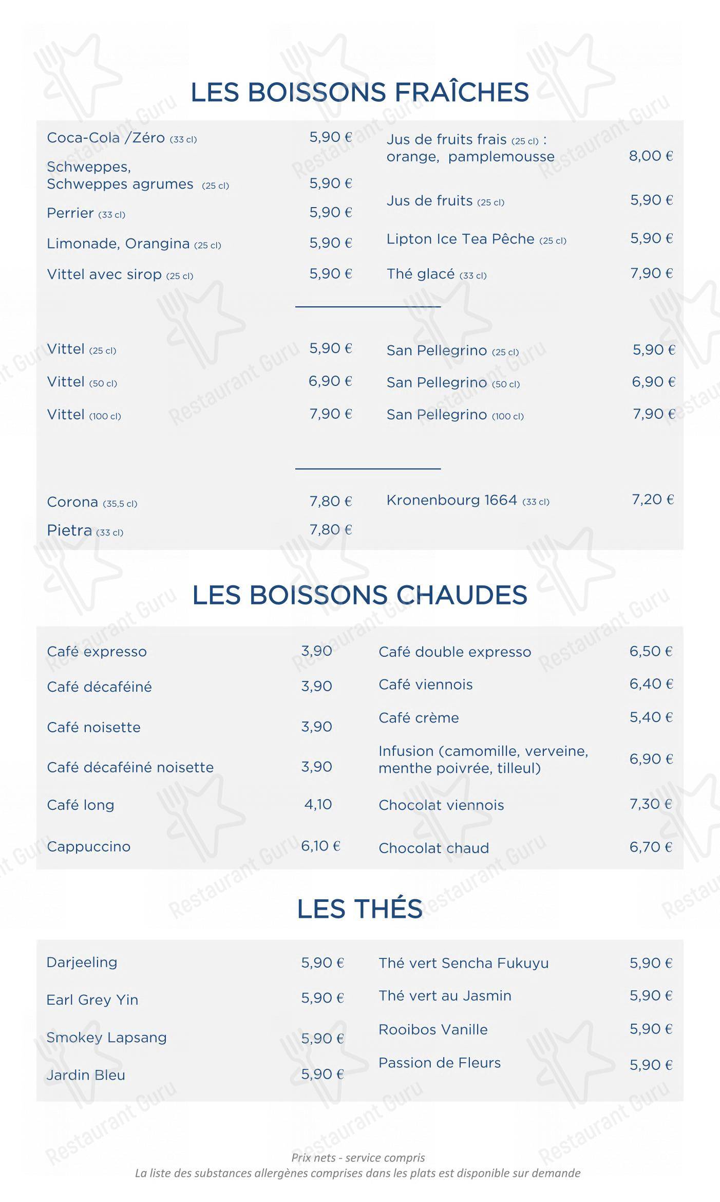 菜单 pour Café Caumont café