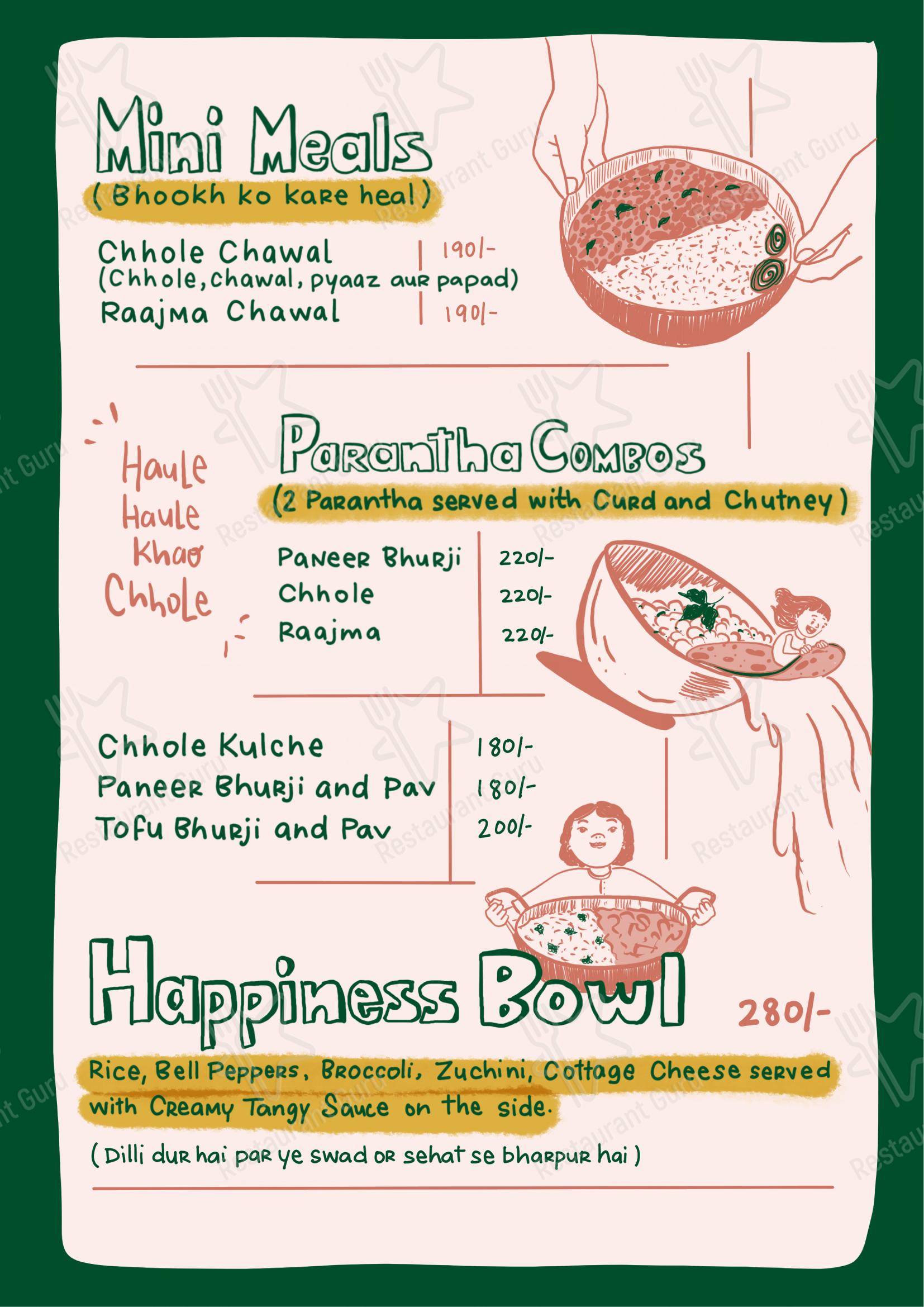 Menu for the Chaisa Cafe cafe