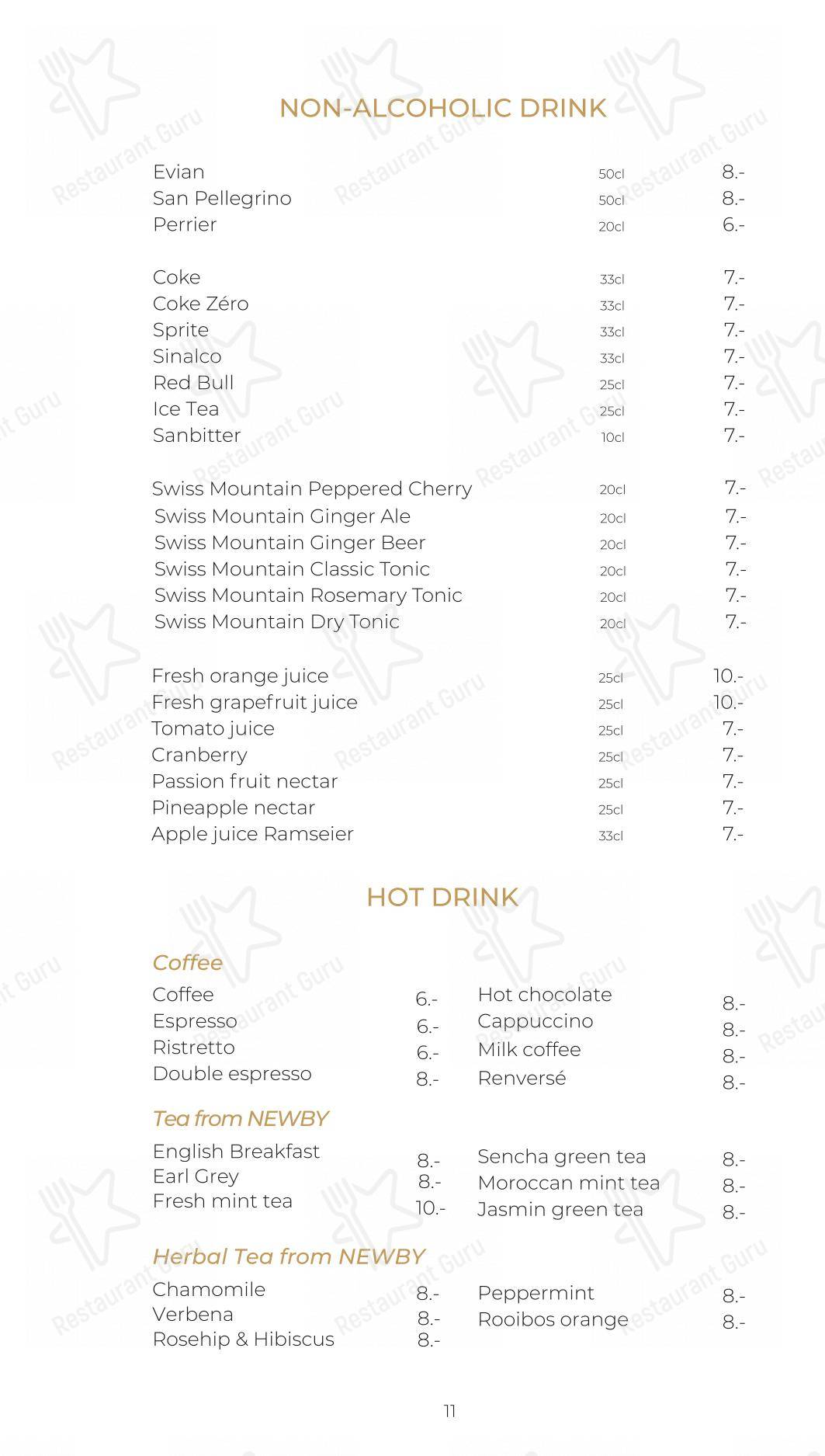 Côté Square in Ginevra - Dinner Menu