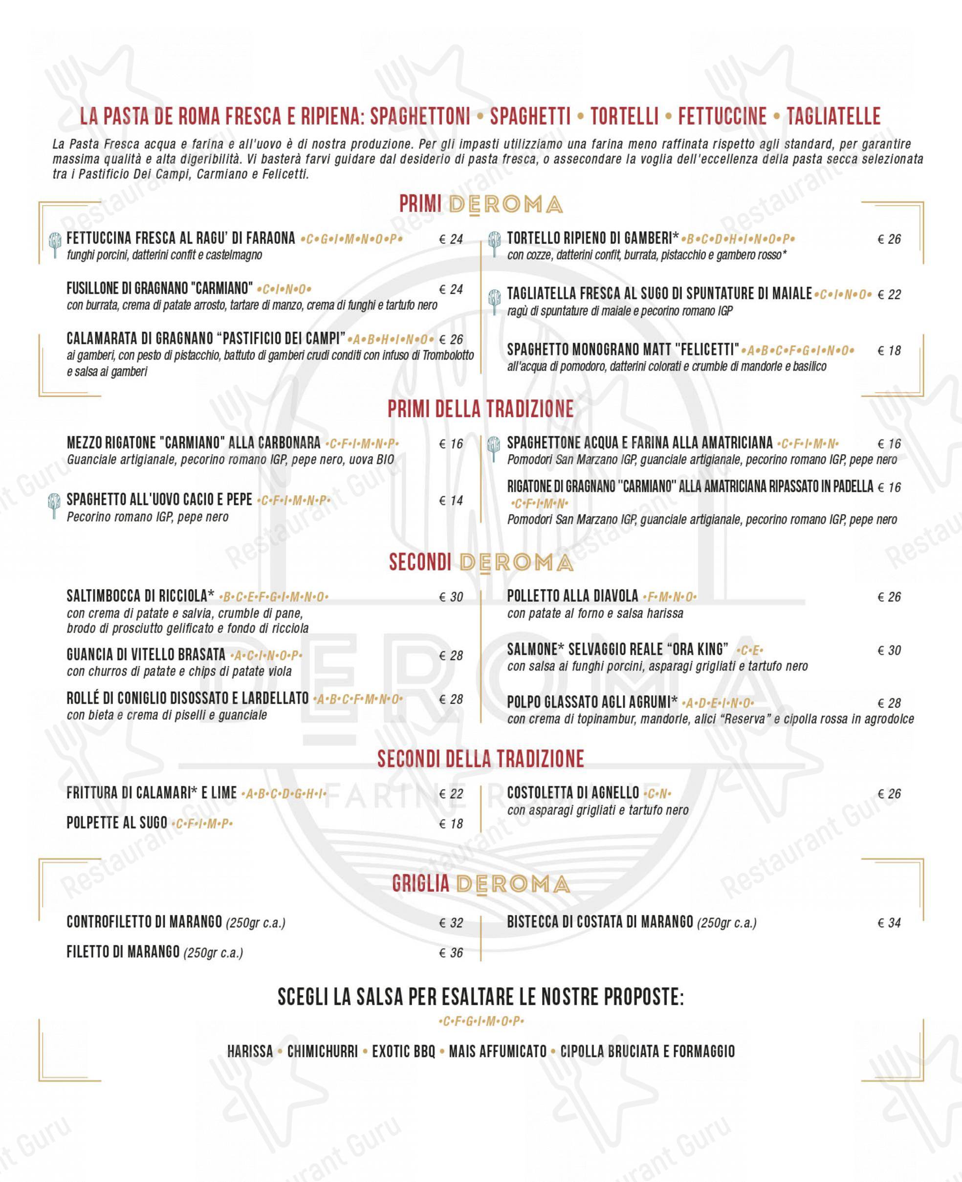 Menu di DEROMA - Farine Romane - Menu bar