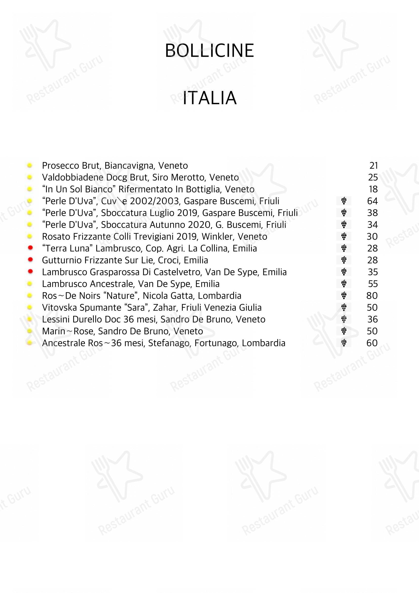 Menu bar per Dining Room Marghera pub & bar