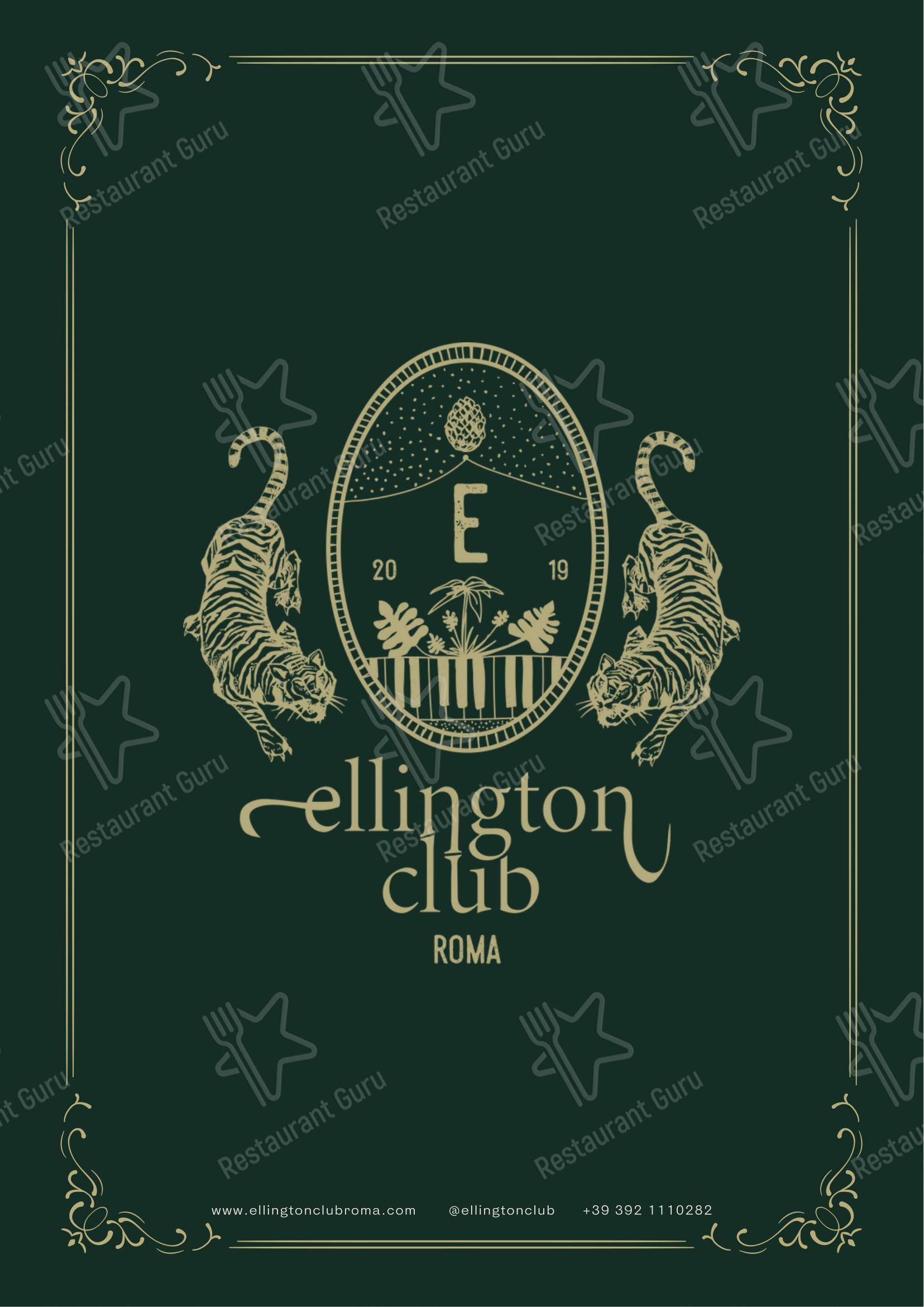 Menu bar per Ellington Club ristorante
