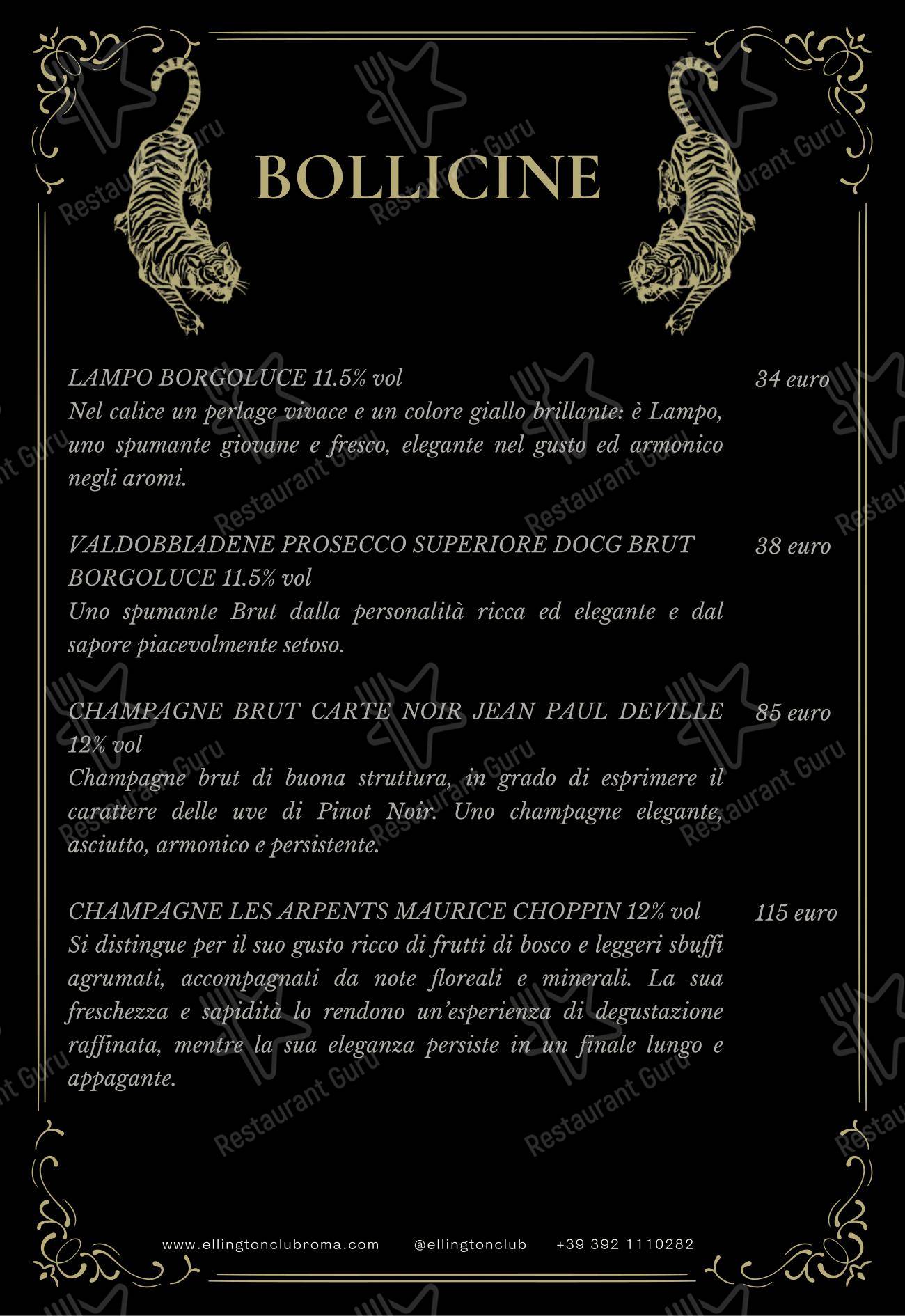 Menu di Ellington Club - Menu