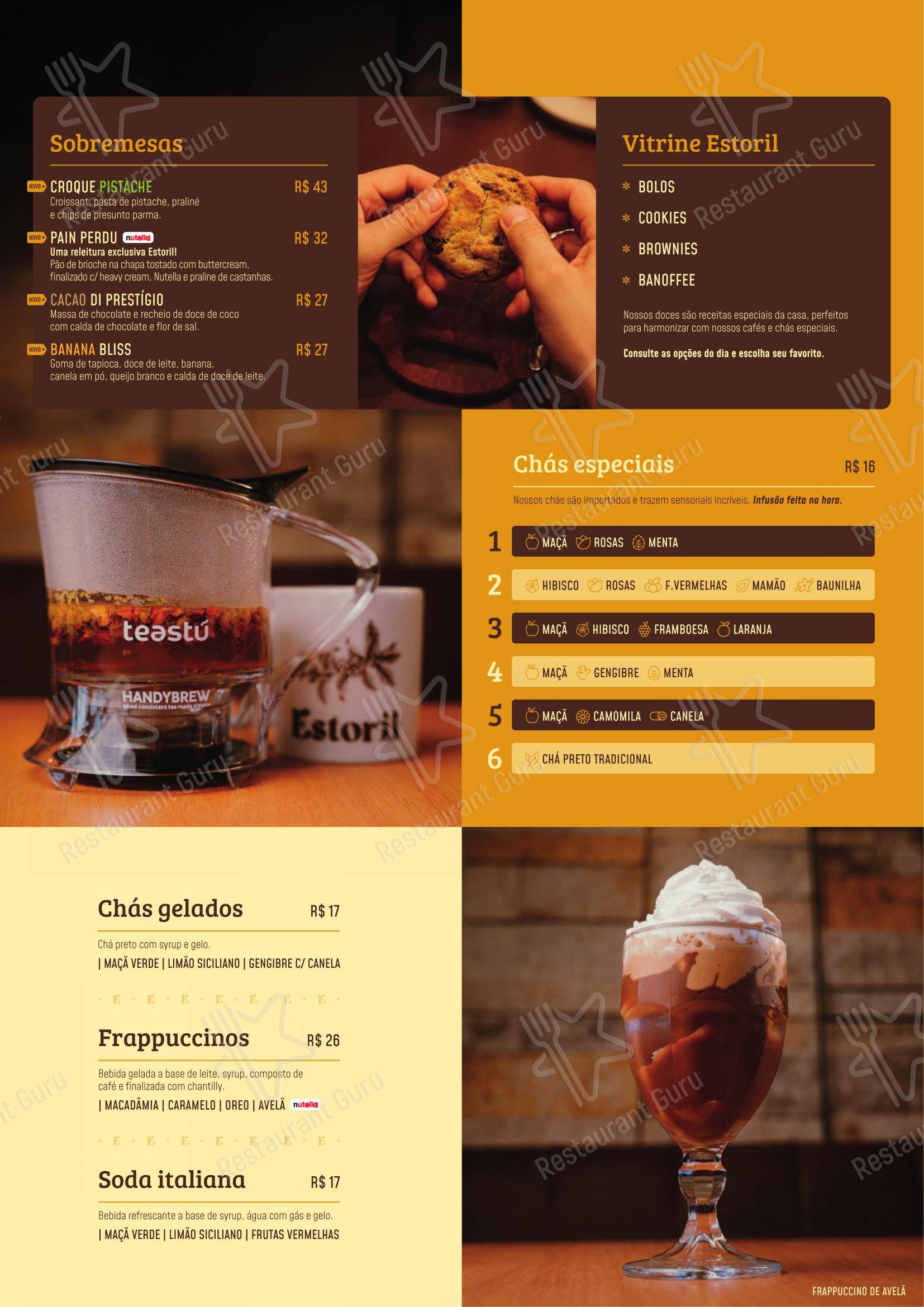 Menu para Café Estoril em Sao Jose do Rio Preto