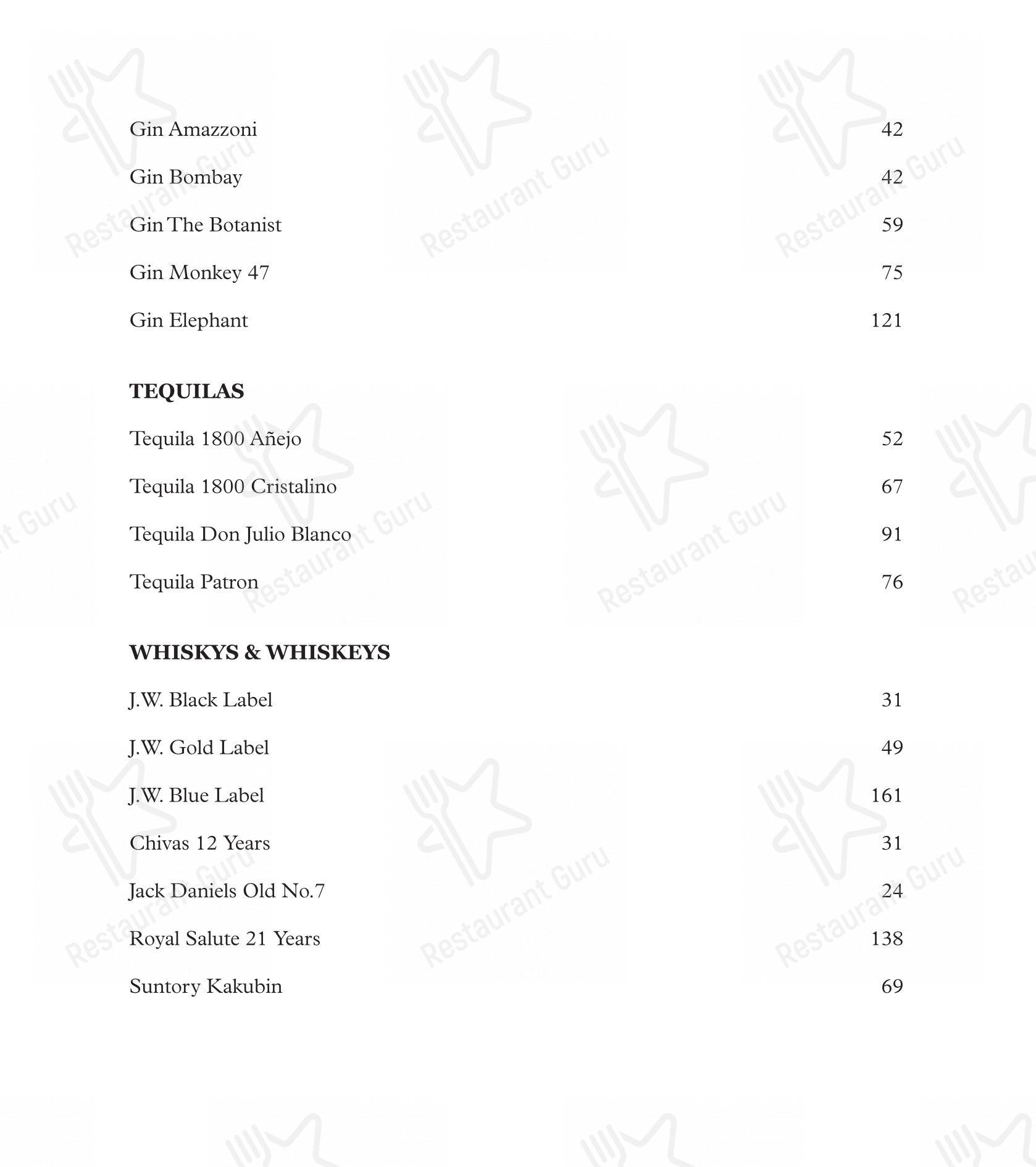 Menu bar para Felissimo Bistrô restaurante