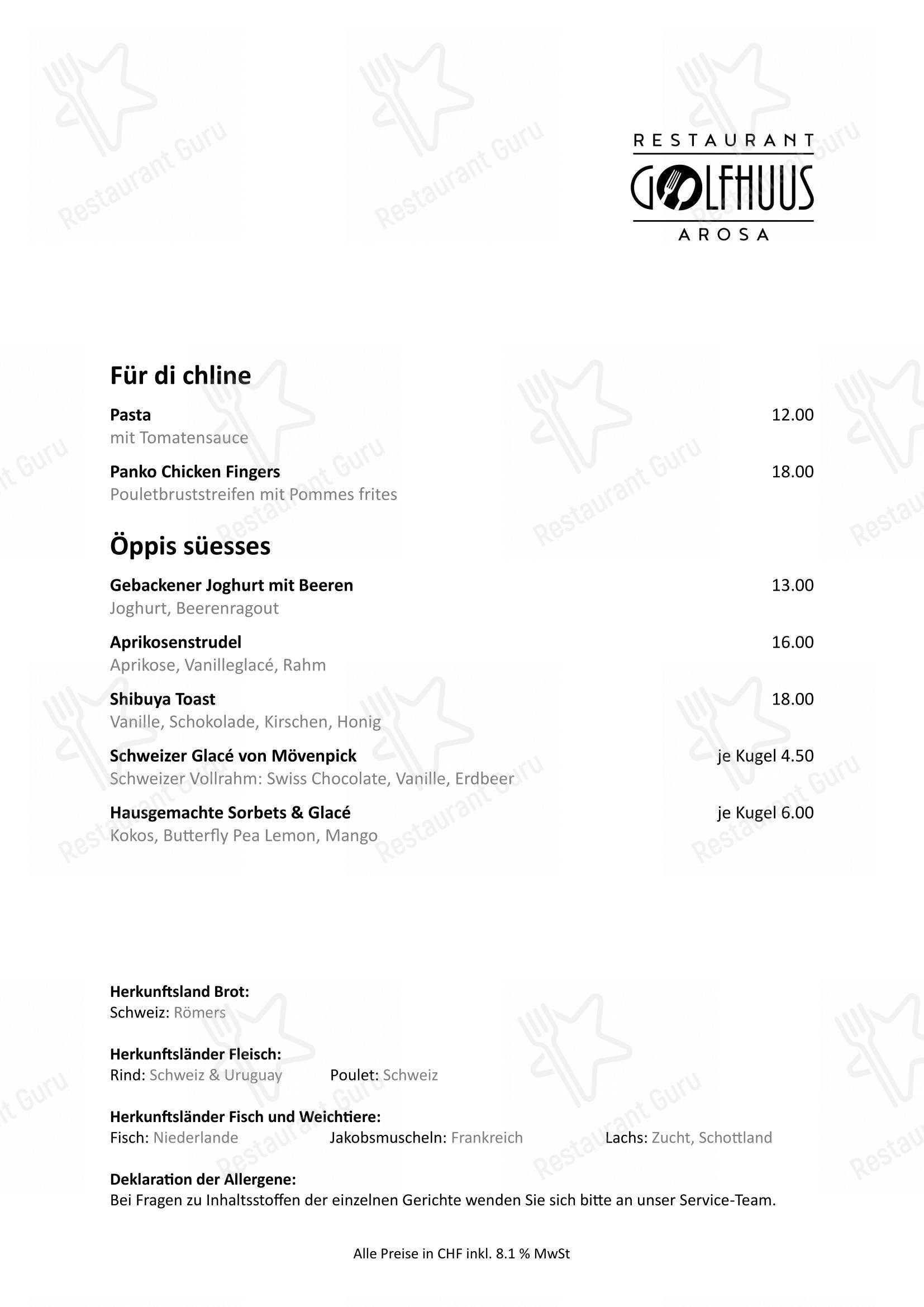 Menu di Golfhuus goes Asia - Menu bar