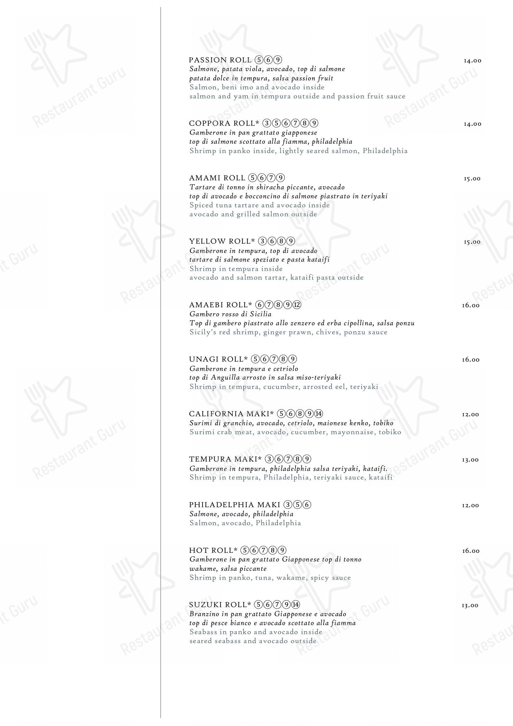 Hoseki in Firenze - Menu