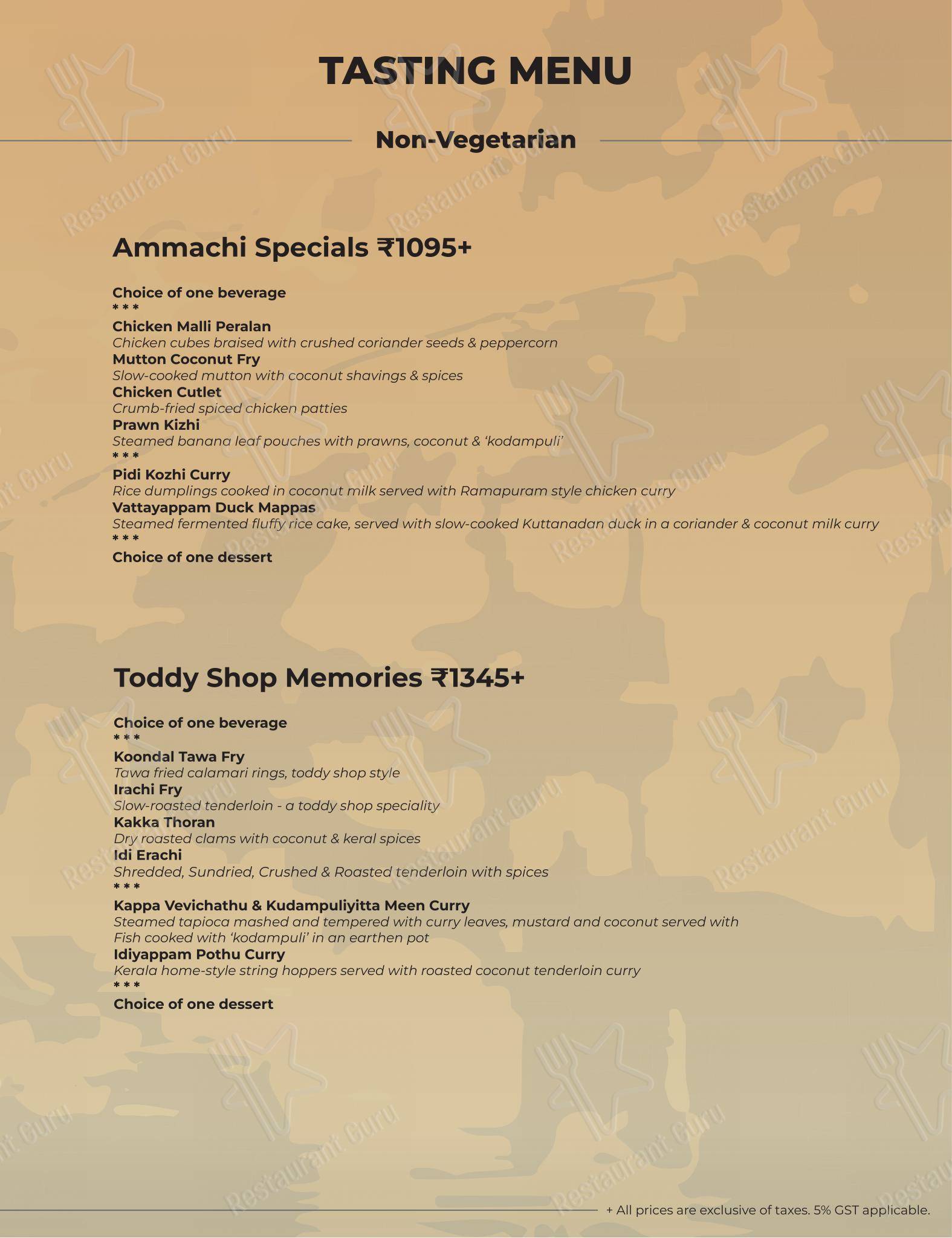 Kappa Chakka Kandhari in Bengaluru - Menu bar