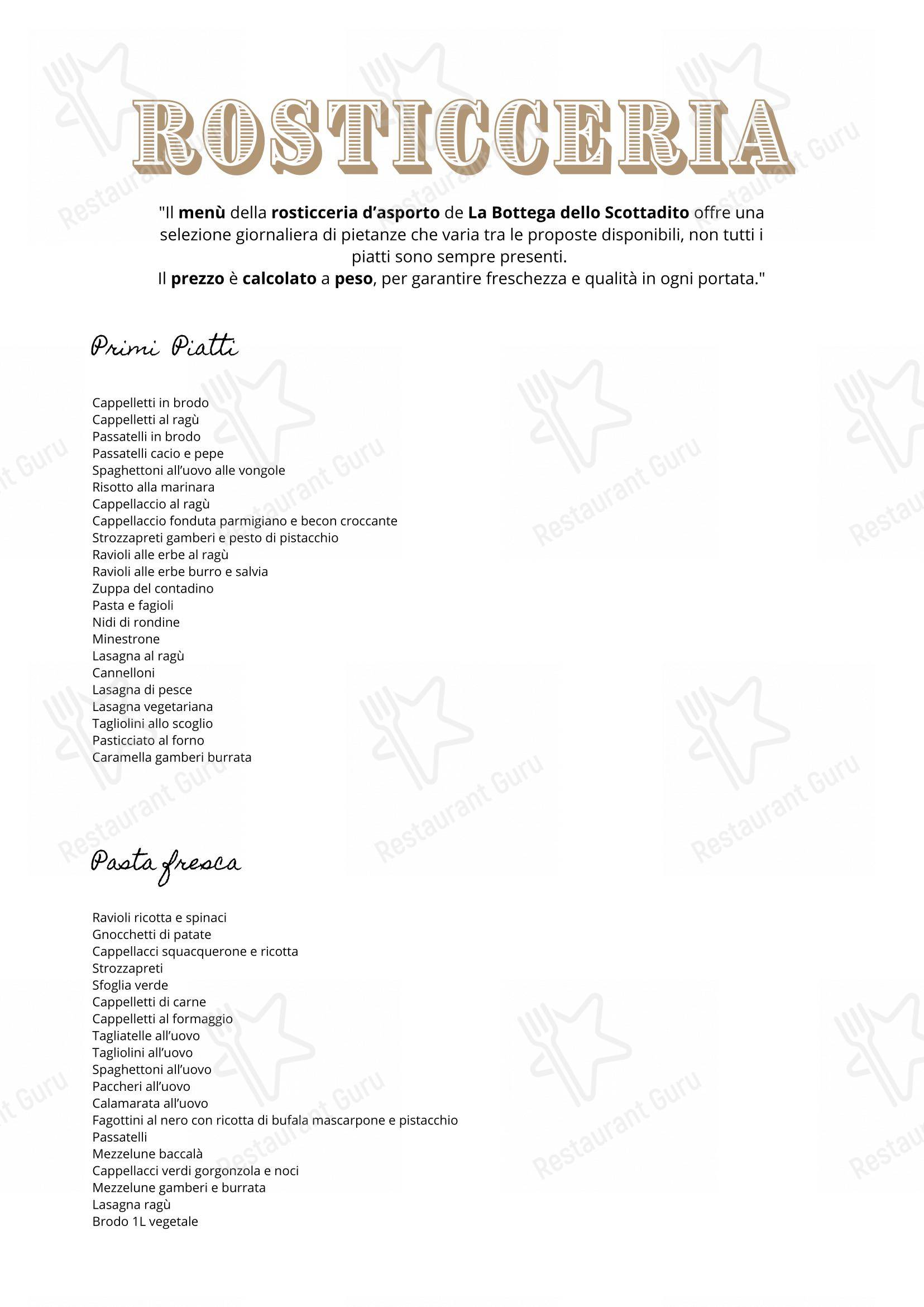 菜单 per La Bottega dello Scottadito pub & bar