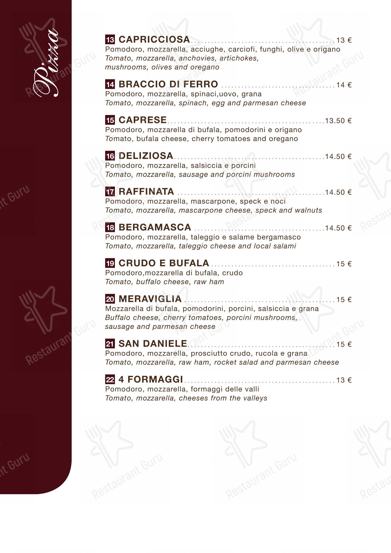 Menu per La Bruschetta in Bergamo