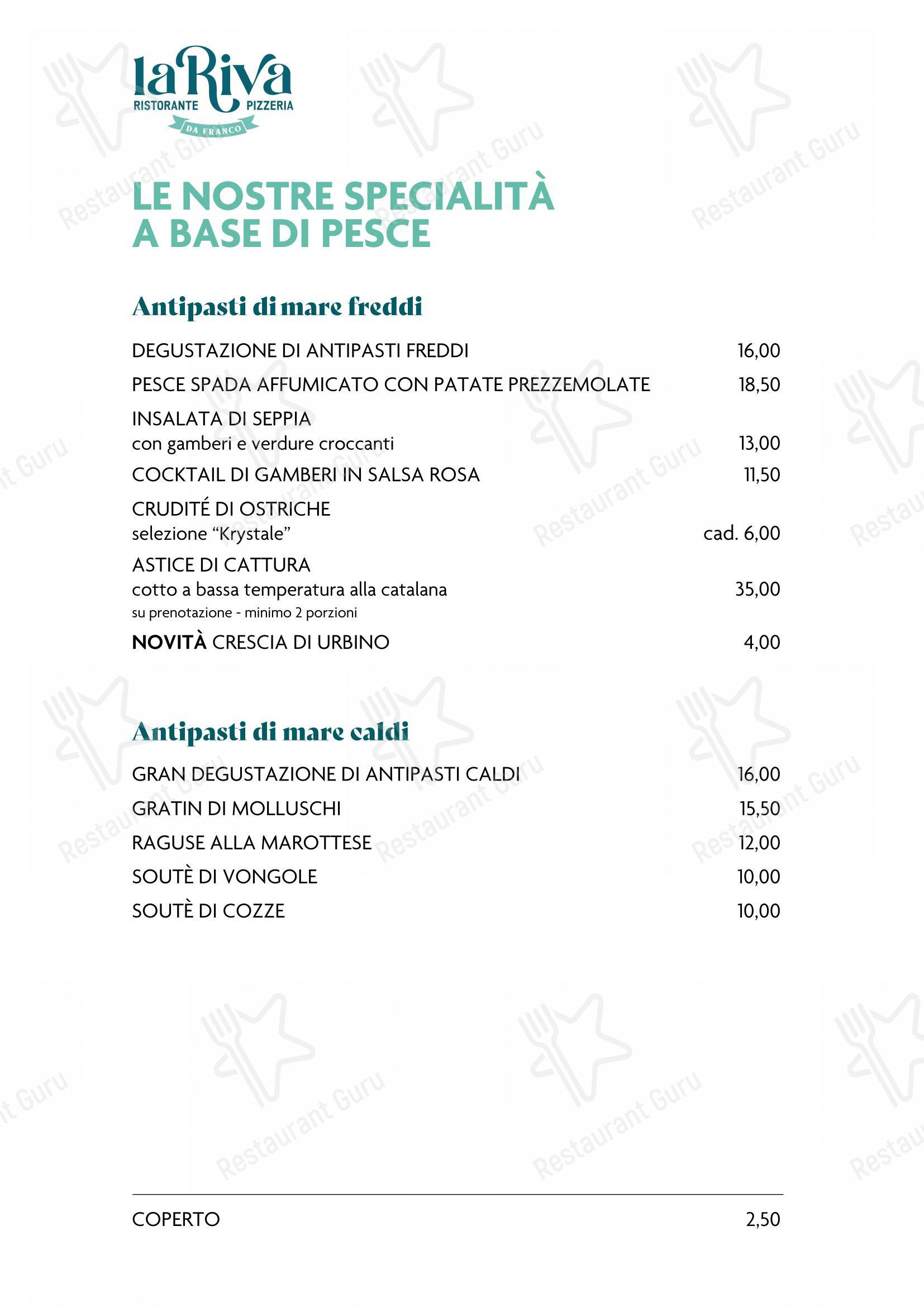 La Riva da Franco in Marotta - Menu bar