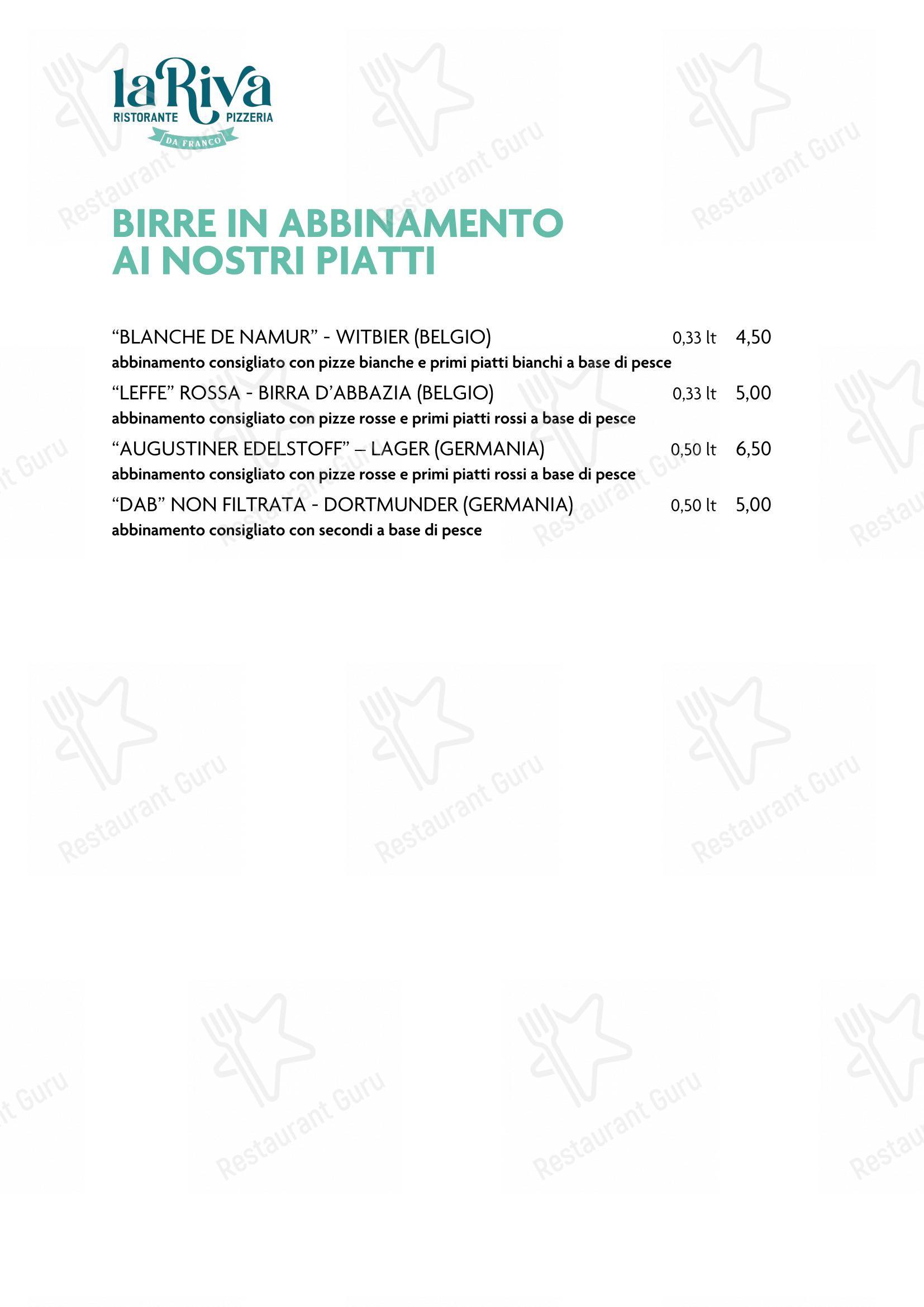 Menu di La Riva da Franco - Основное меню
