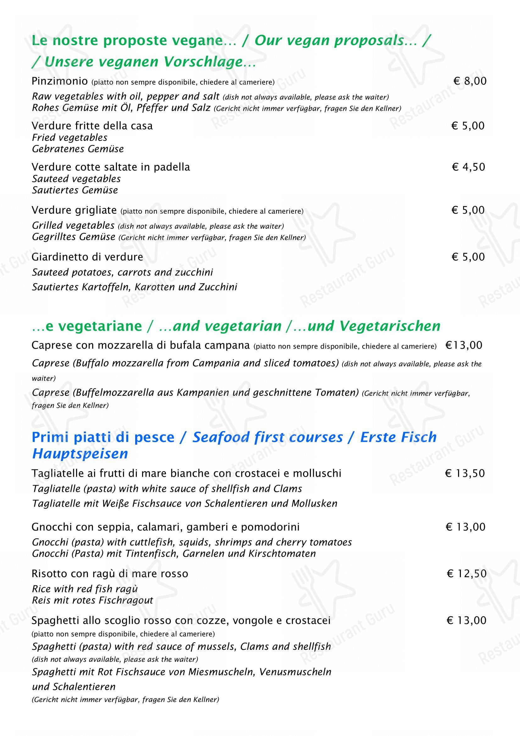 Коктейльная карта per La Riva da Franco in Marotta