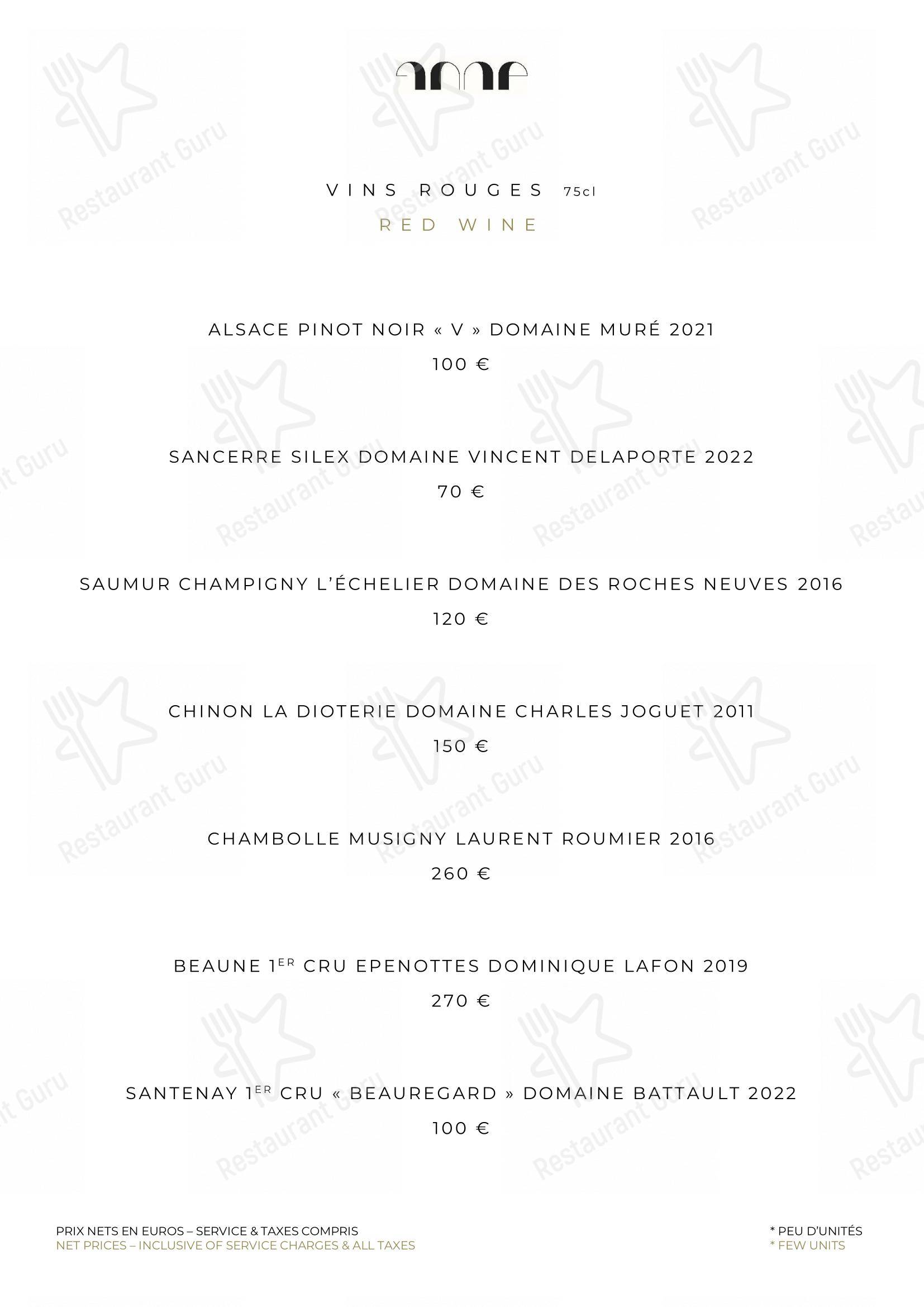 Menu pour Le Pavillon de la Reine - Takeaway Menu
