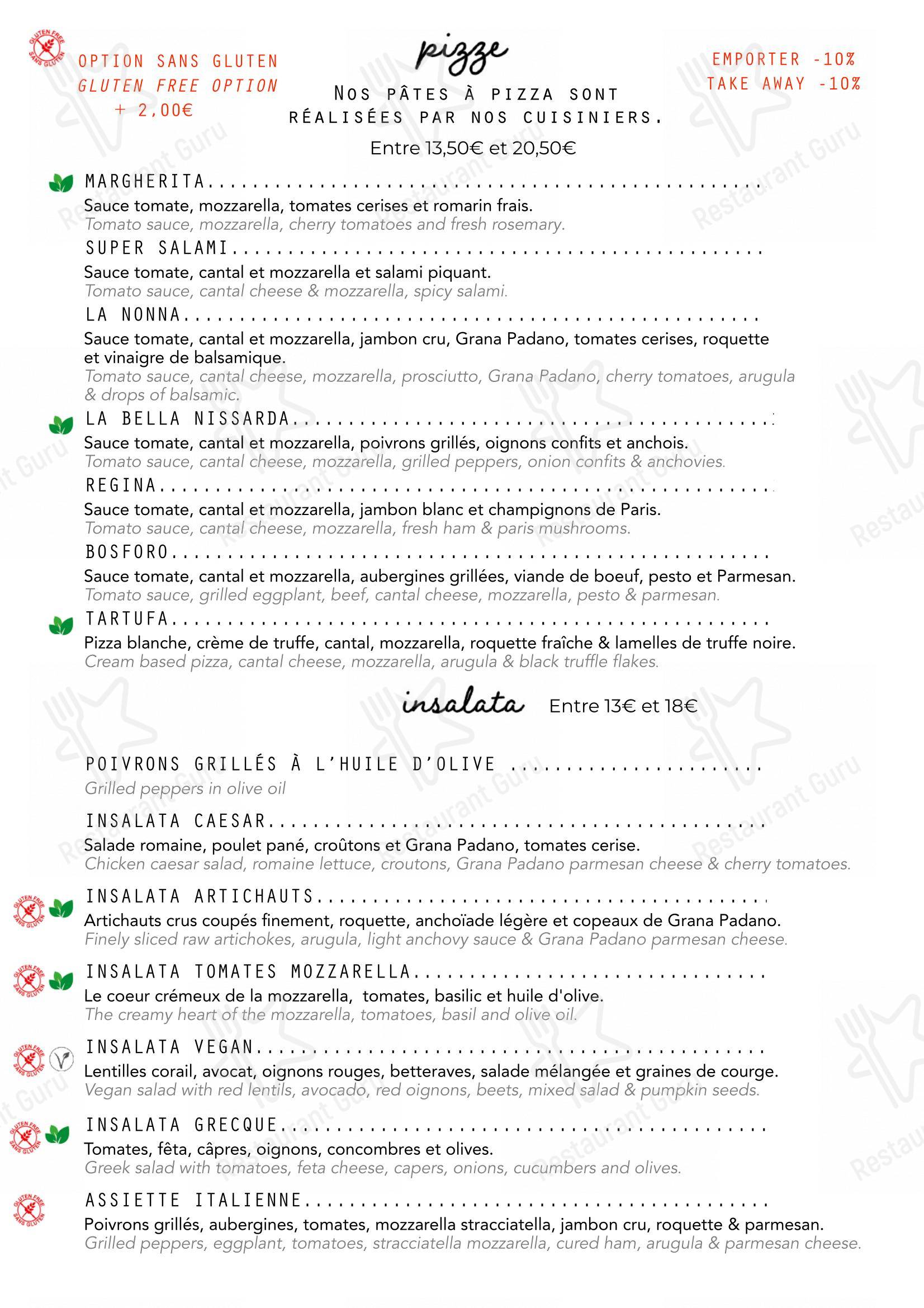 Menu bar pour Le Virginie, Nice Riquier dans Nice
