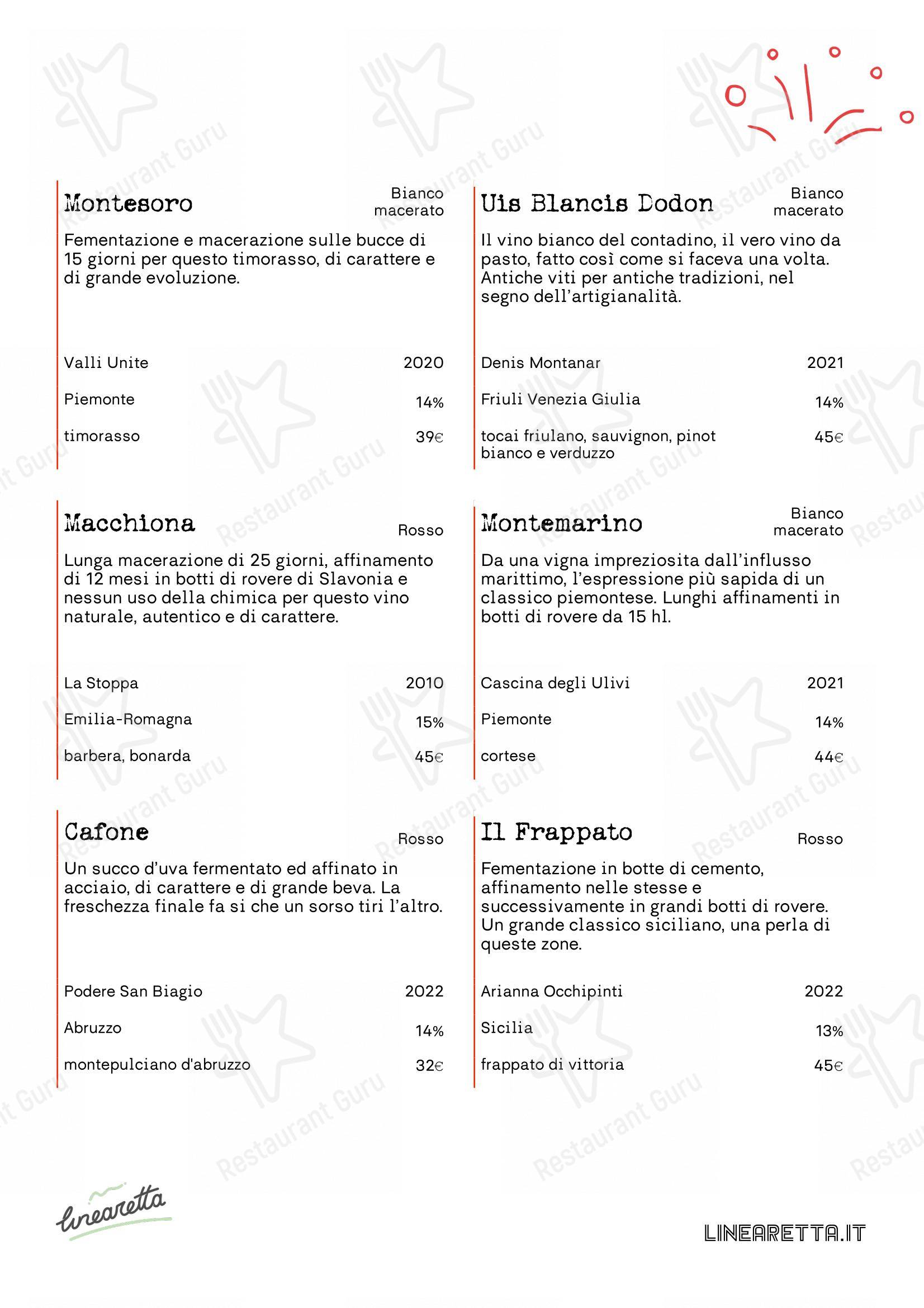 Menu di Linearetta - Menu