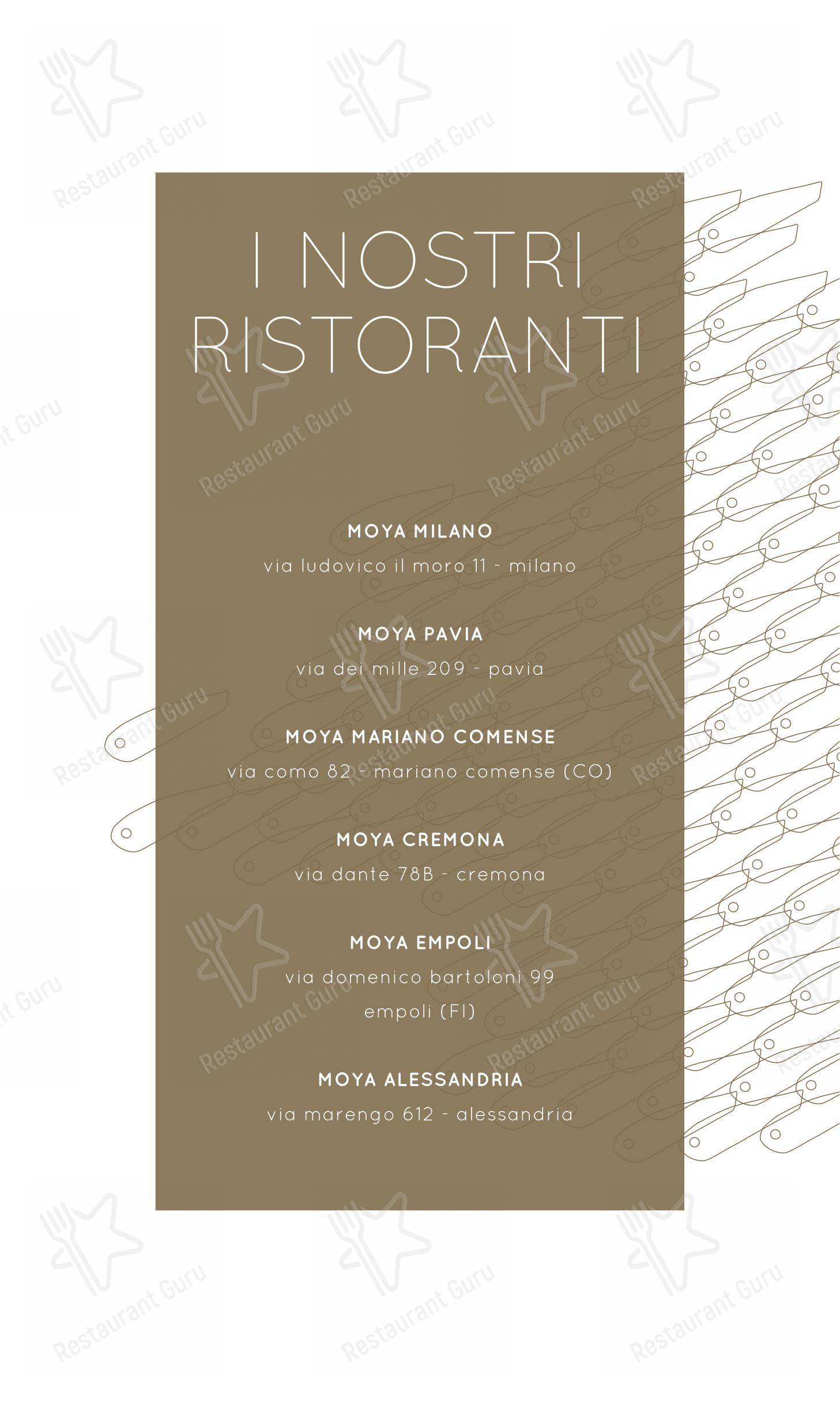 Menu bar per Moyà Asian Fusion Restaurant ristorante