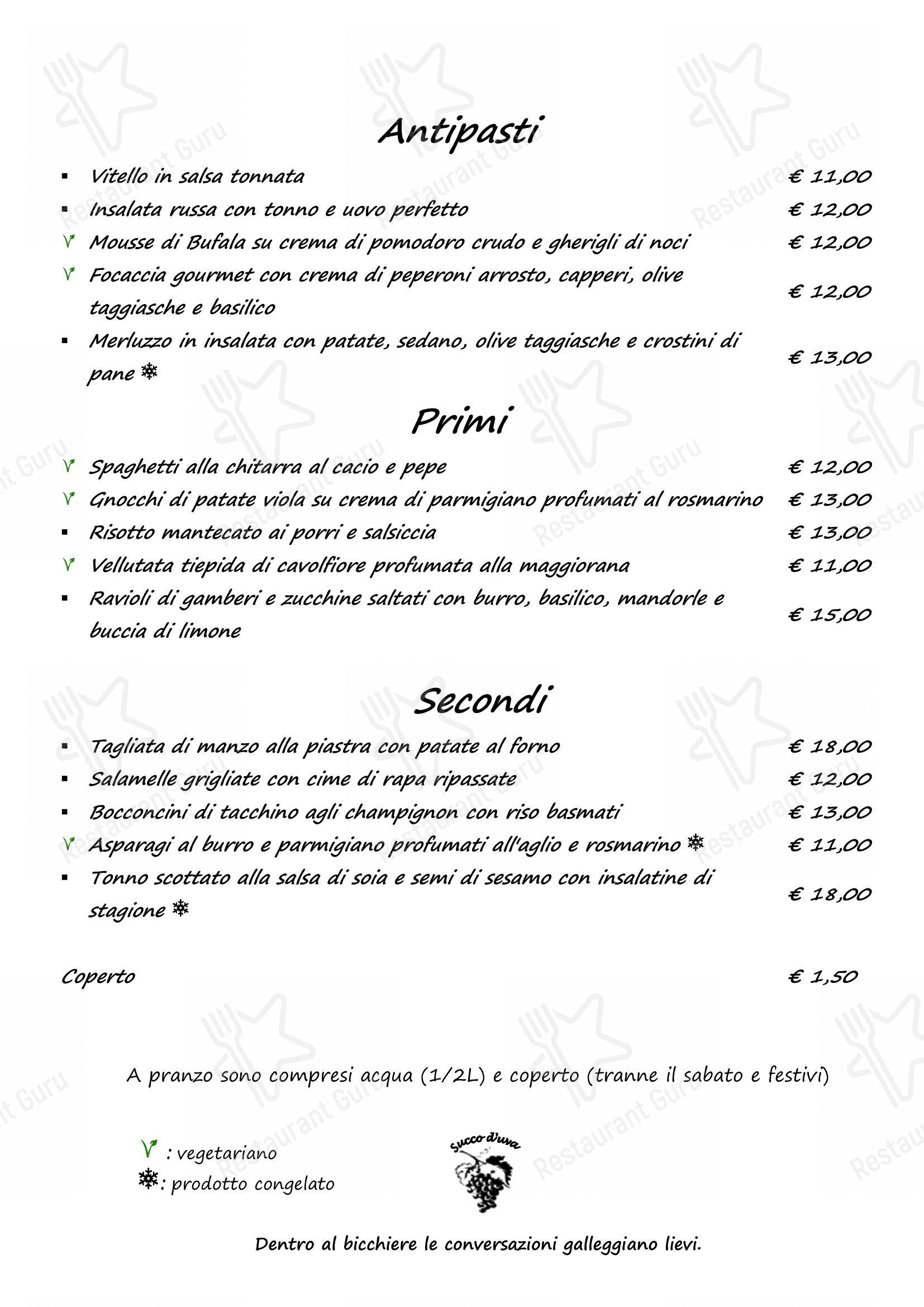 Osteria Succo d'uva in Rivoli - Menu