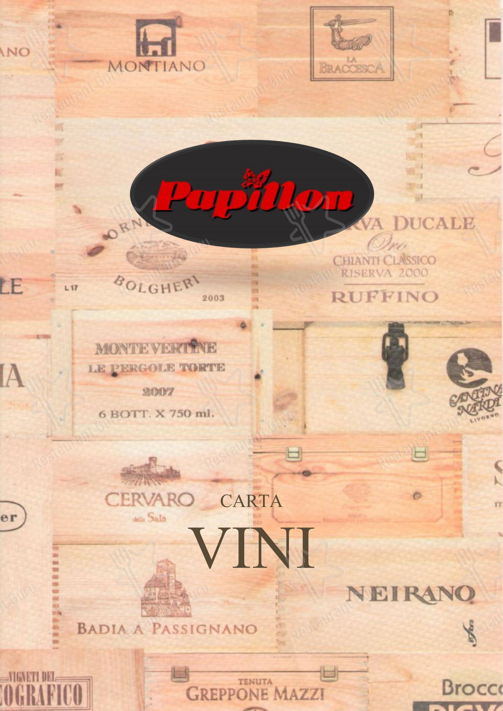 Menu per Papillon pizzeria
