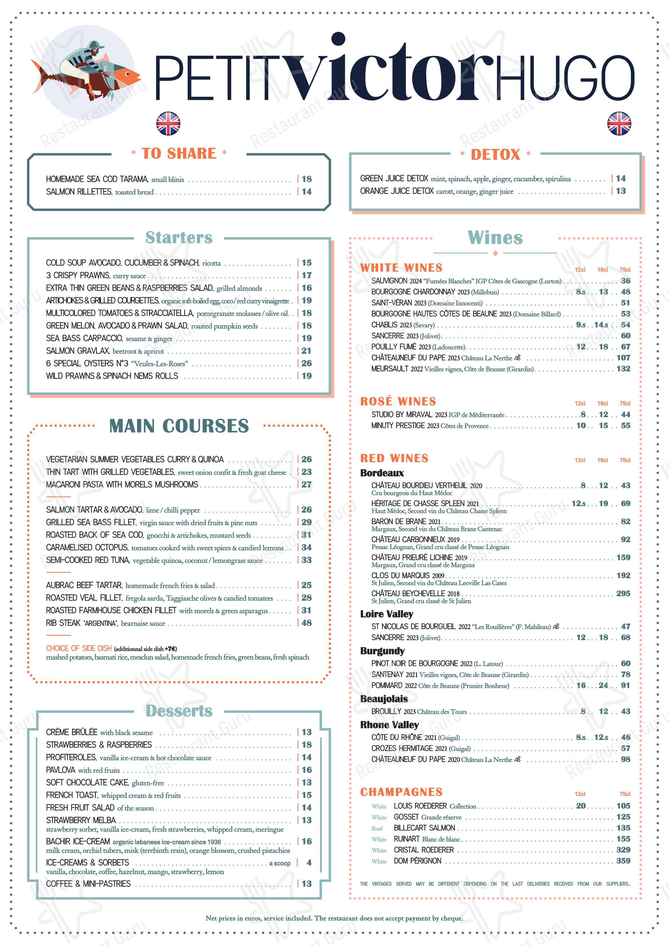 Petit Victor Hugo (PVH) dans Paris - Menu bar
