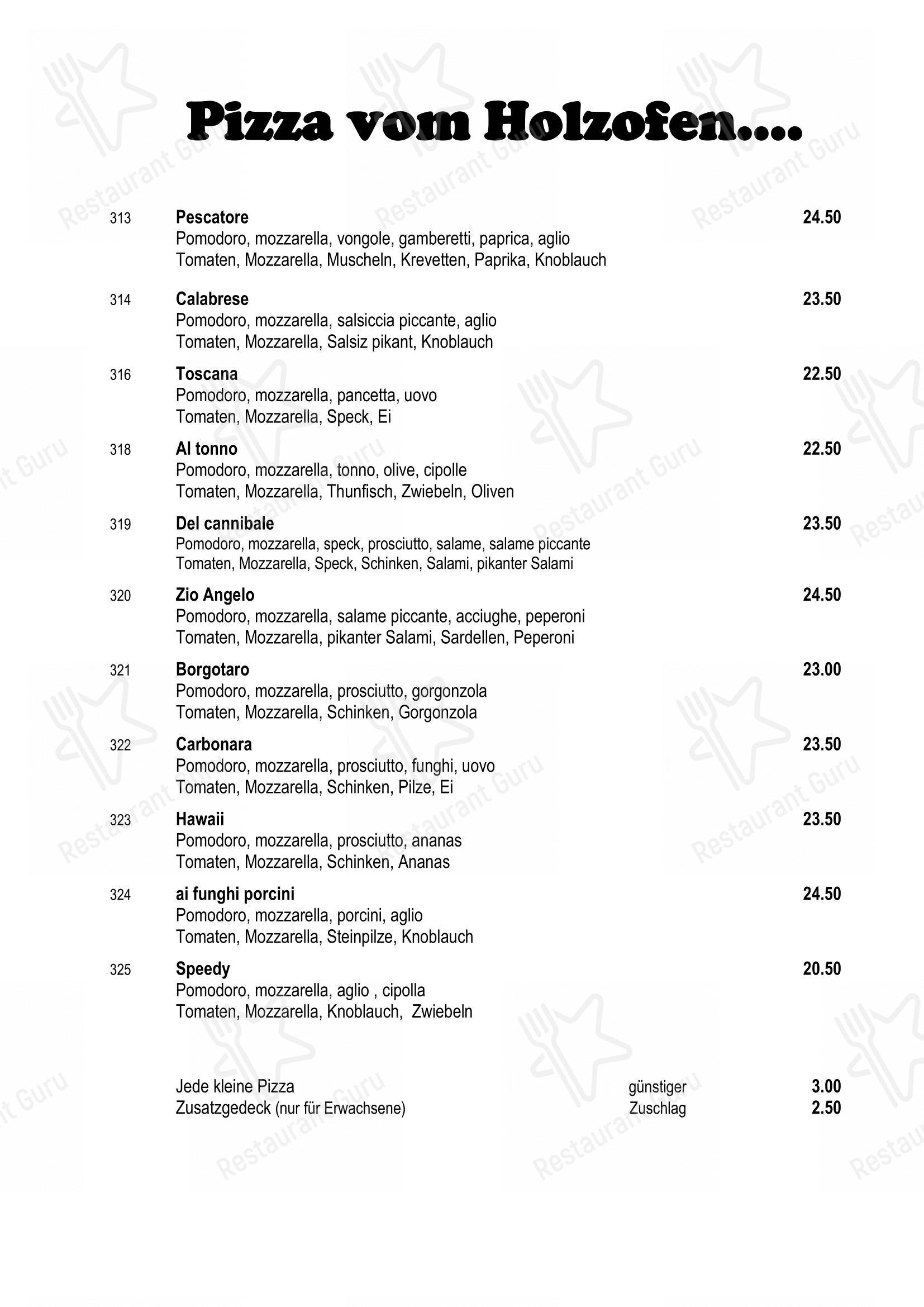 菜单 per Pizzeria Bacco in Arth