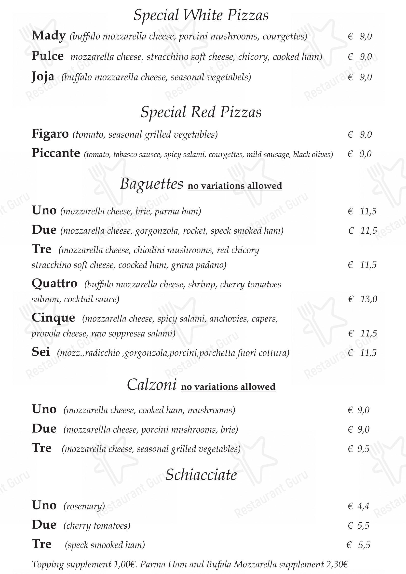 菜单 per Pizzeria Ristorante Ti Spiazza in Sappada