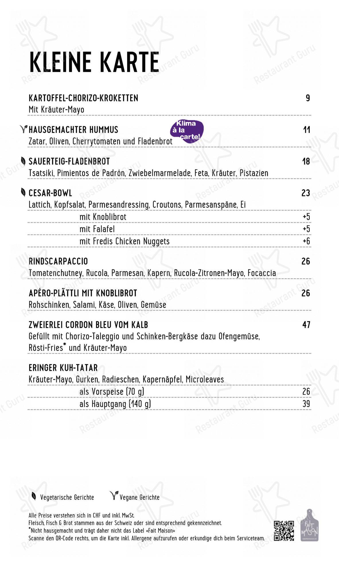 Menu di Restaurant Fredi - Menu