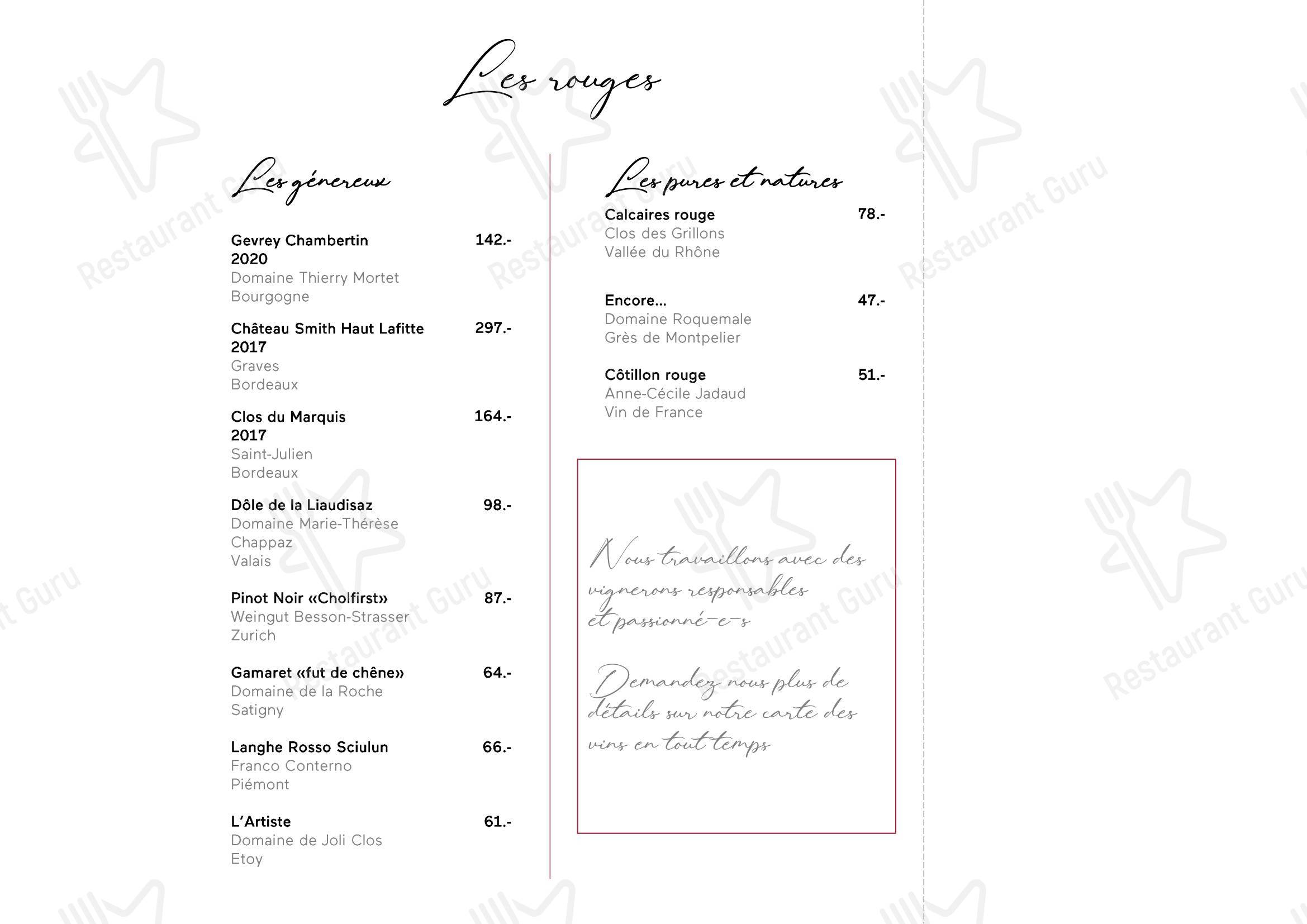 Основное меню per Restaurant Le Tourbillon ristorante