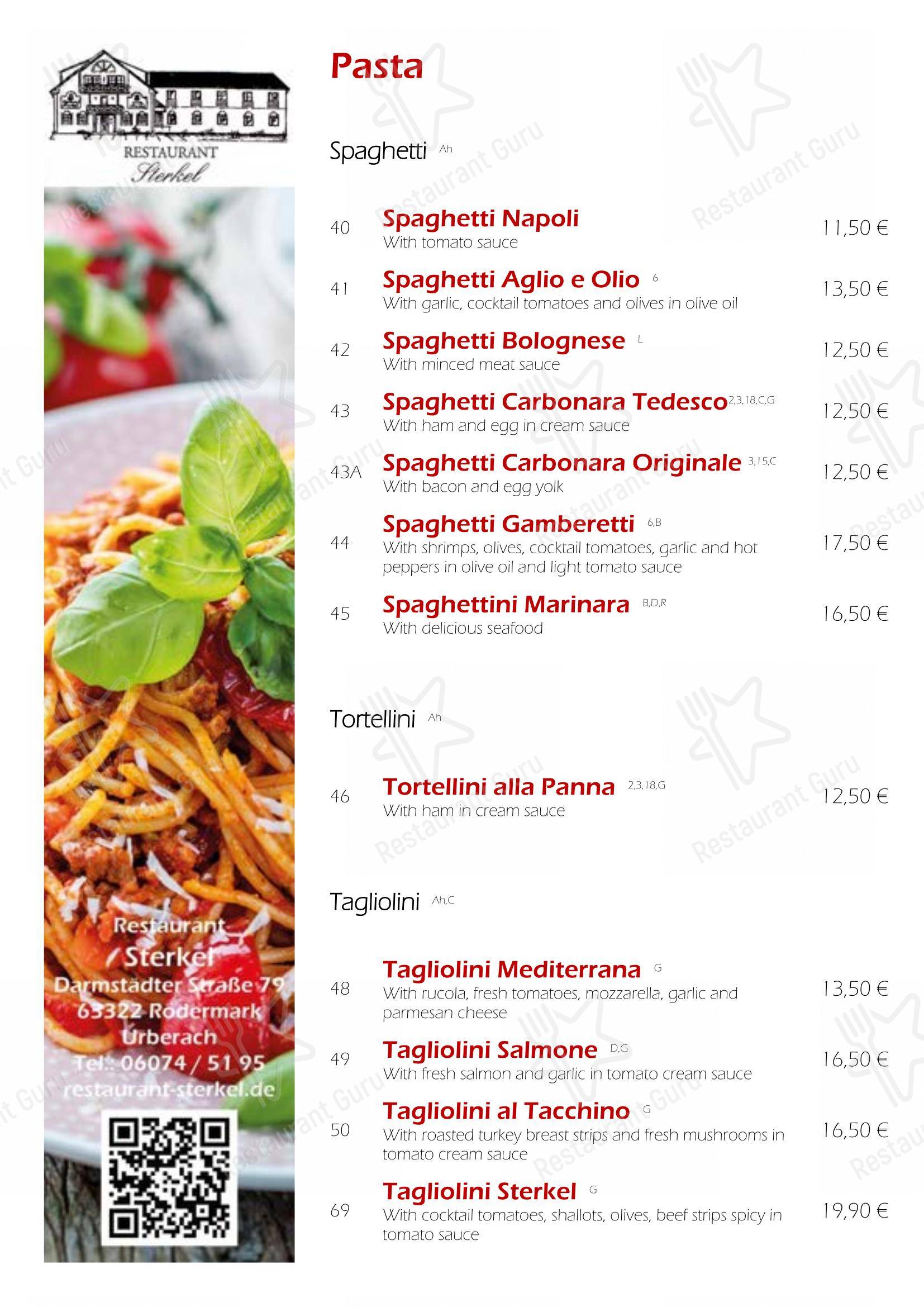 Menu pour Restaurant Sterkel - Основное меню