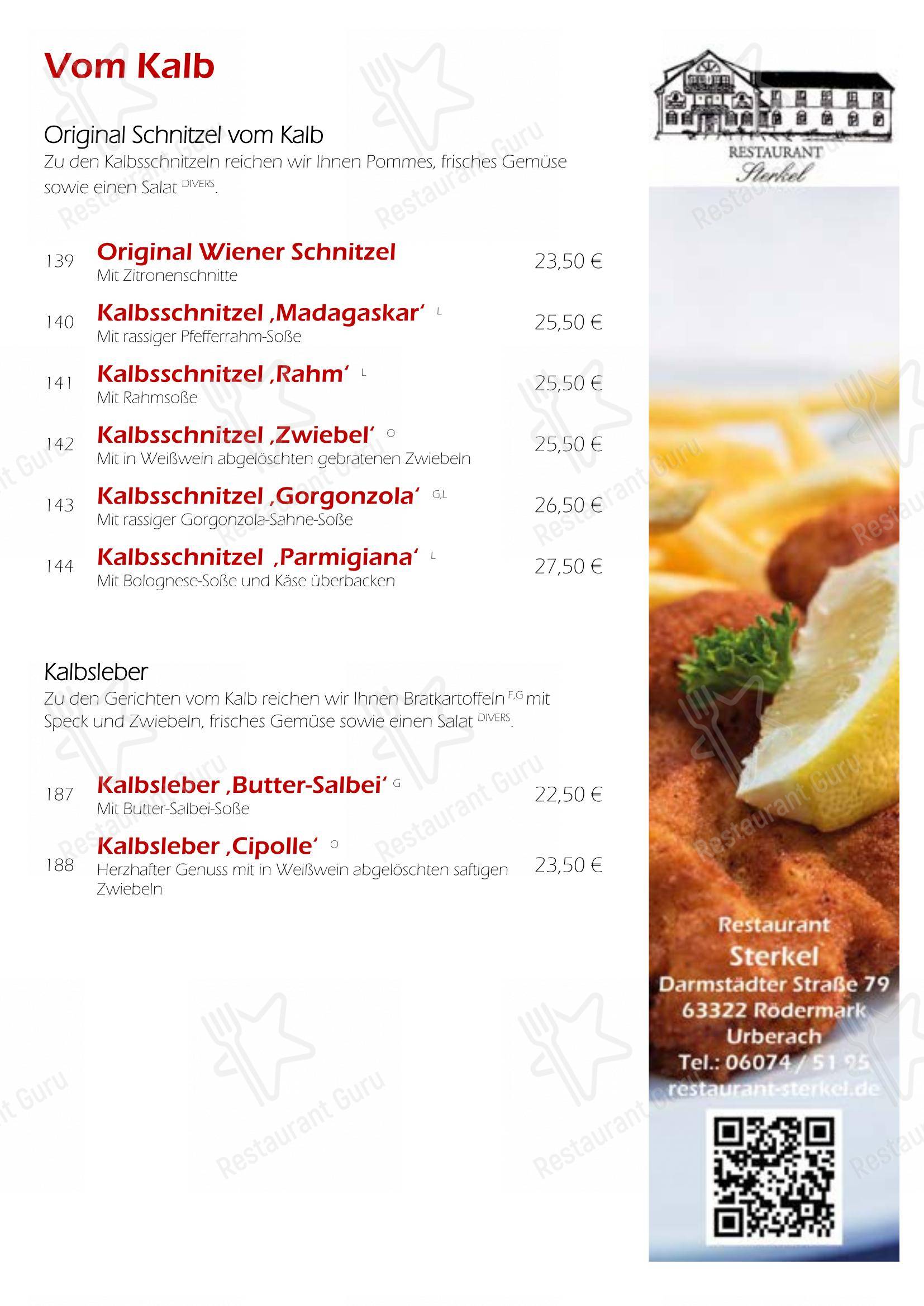 Menu pour Restaurant Sterkel dans Rödermark