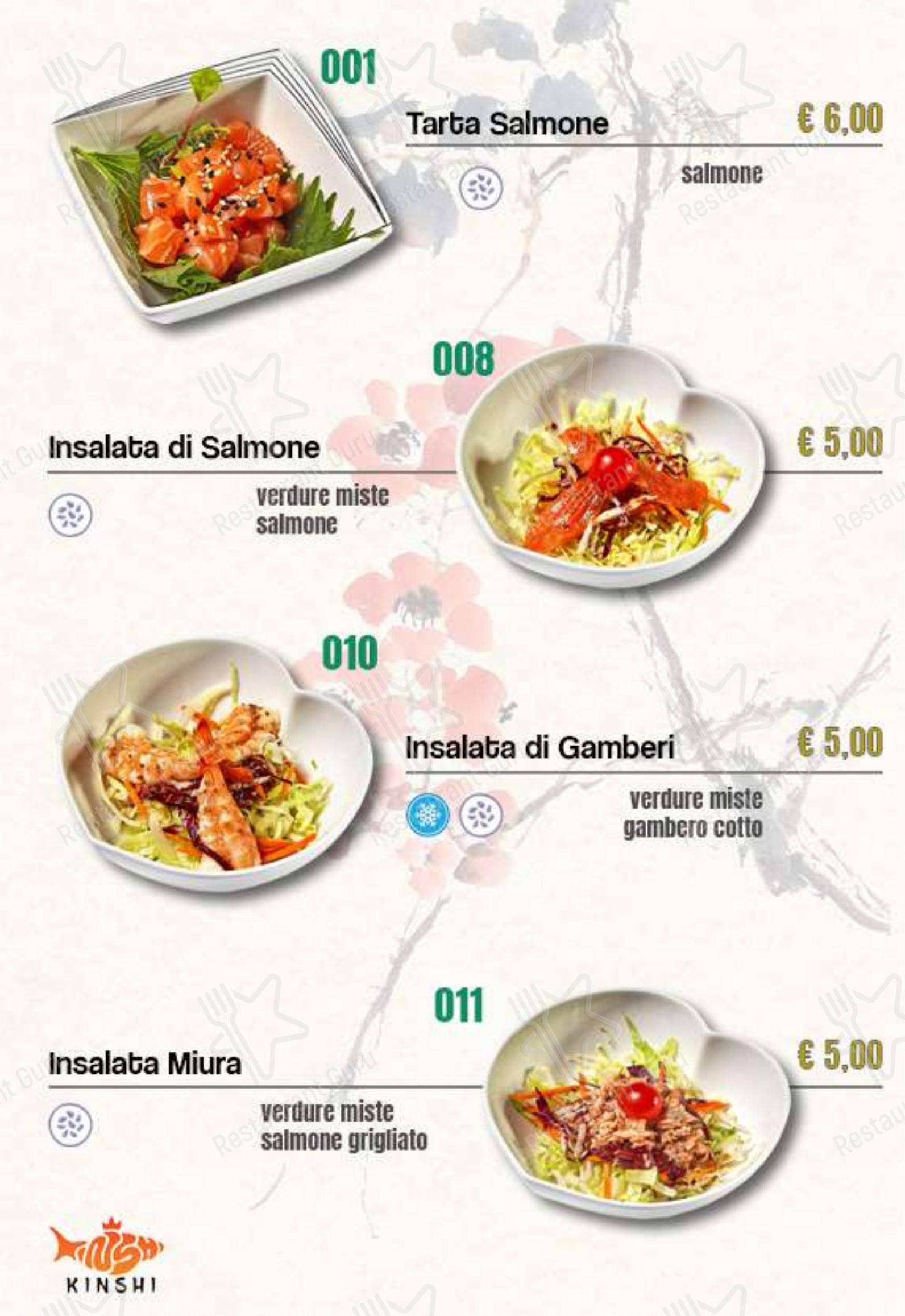 Menu per Ristorante Giapponese Kinshi in Moncalieri