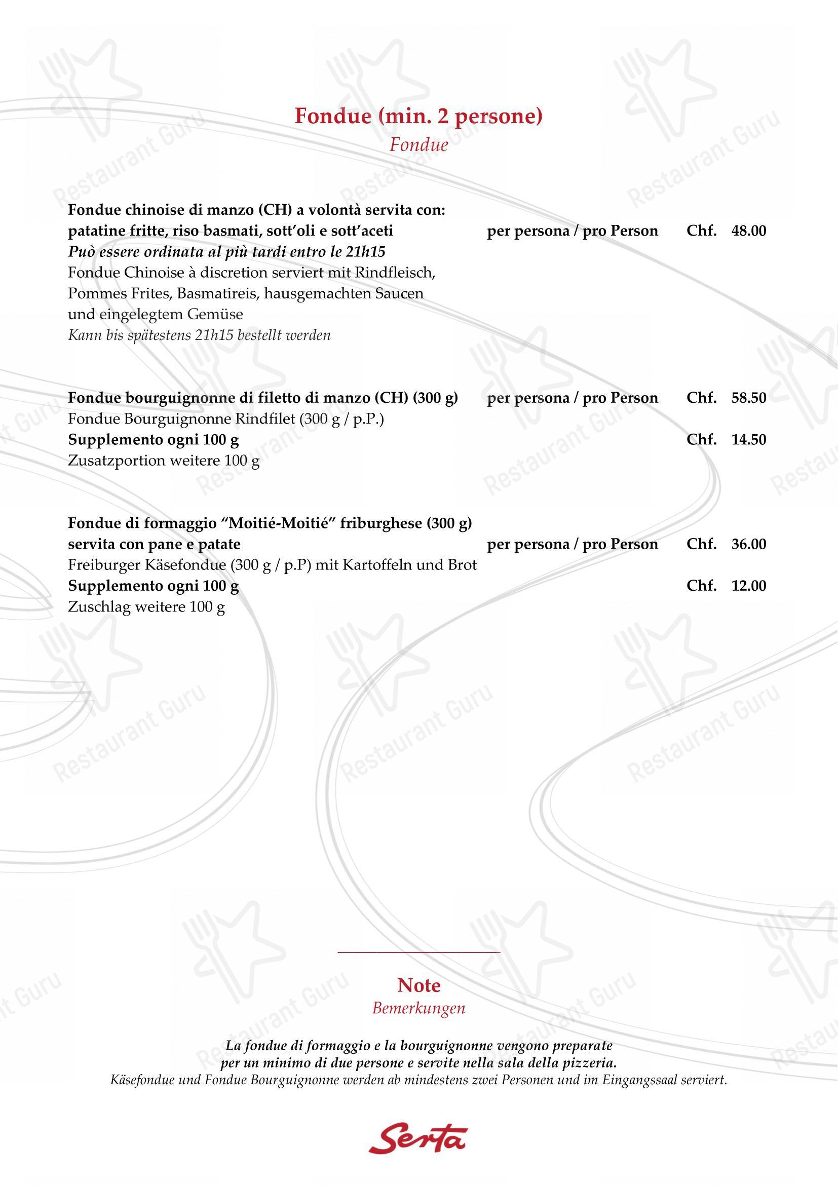 Menu bar per Ristorante Grotto Serta in Lamone