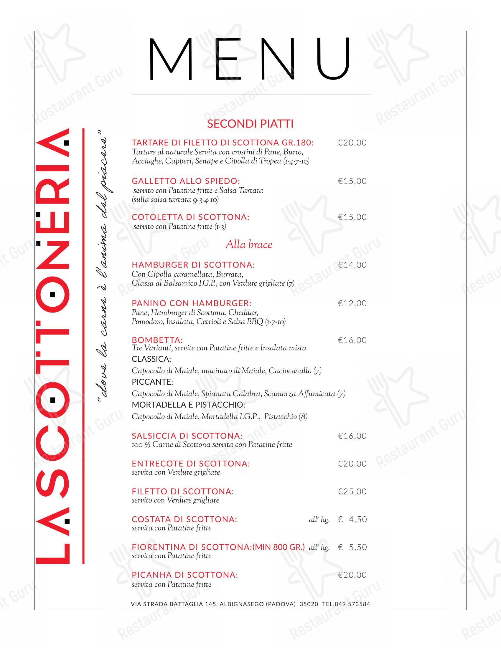 Menu per Ristorante La Scottoneria in Albignasego