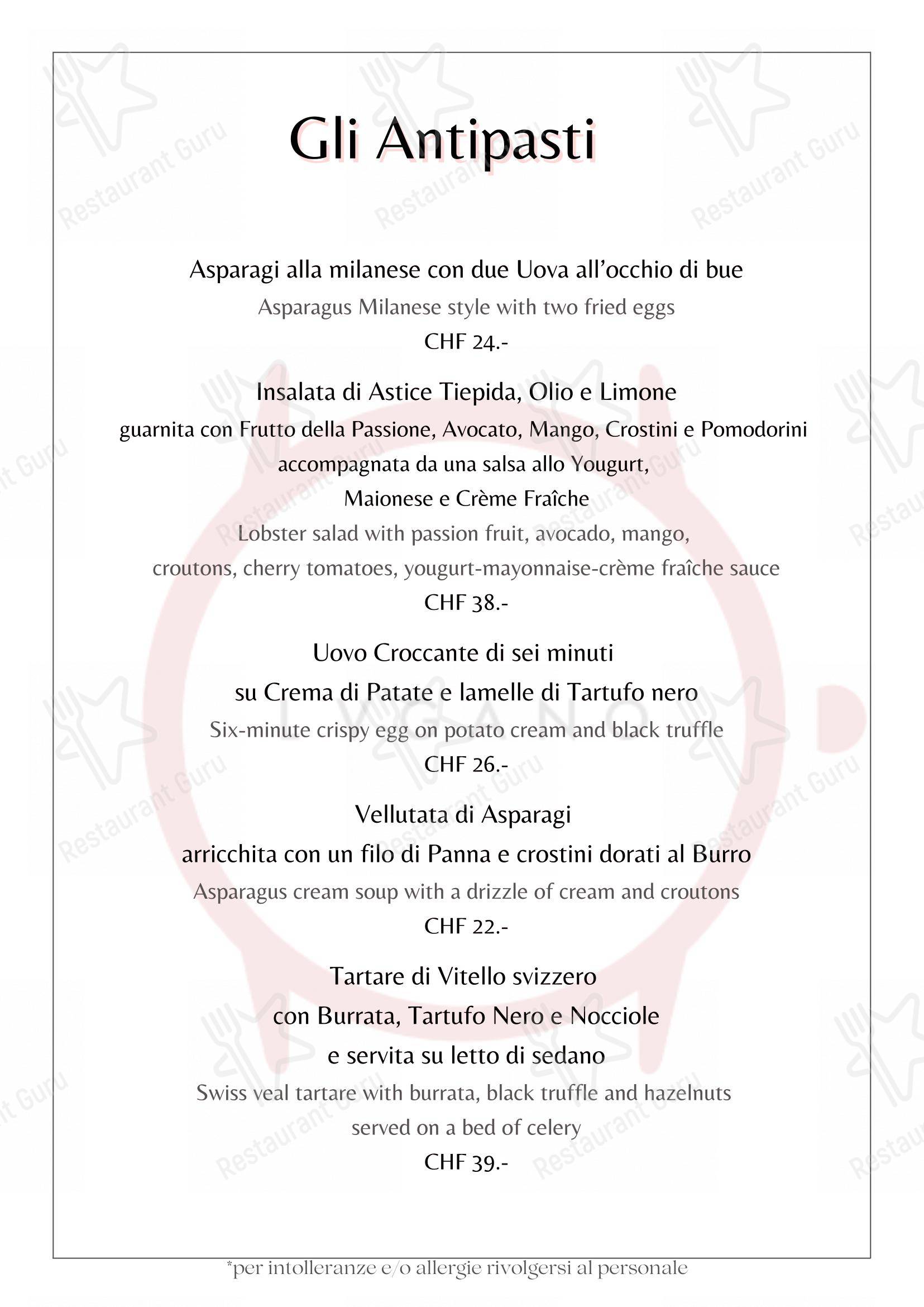Основное меню per Ristorante Orologio in Lugano