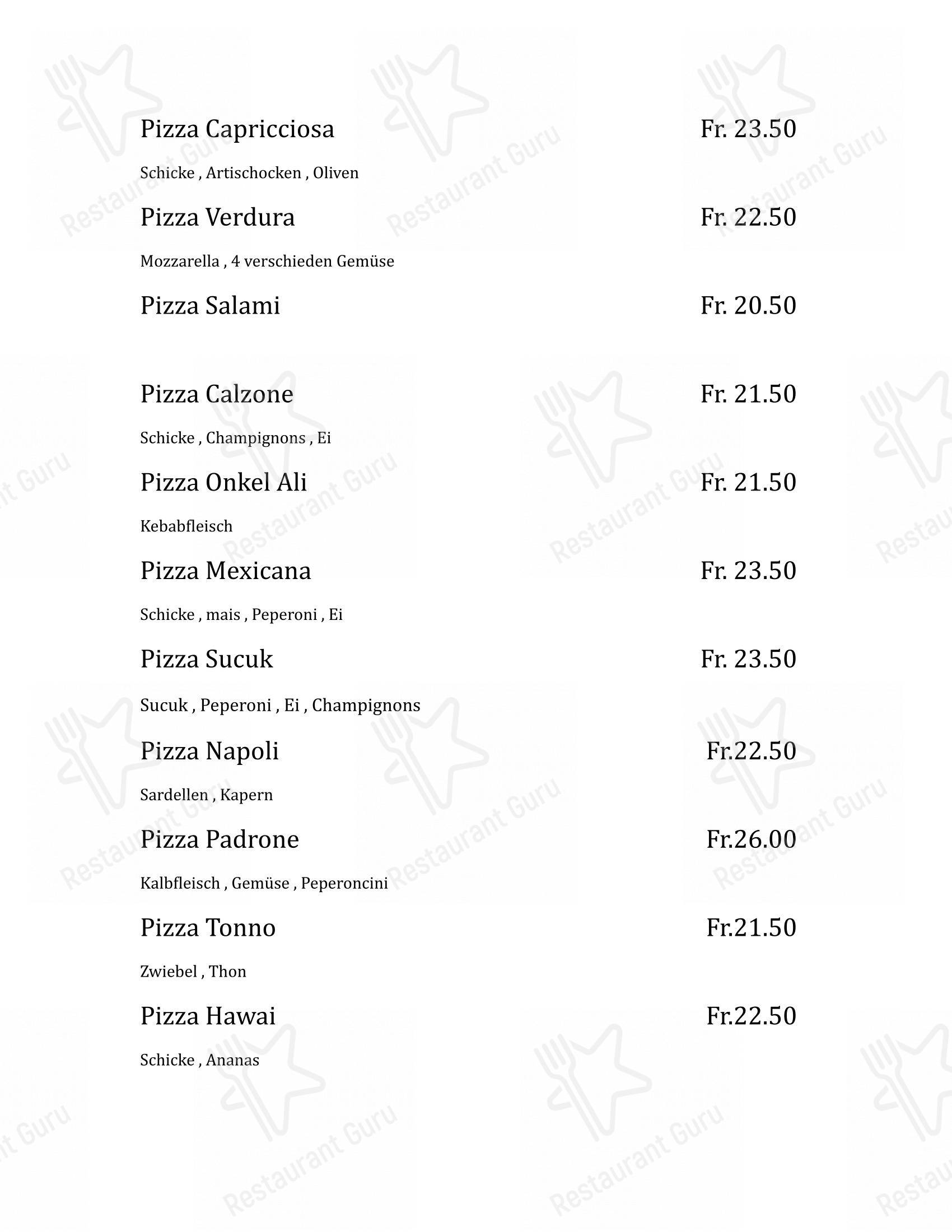 Menu per Rustica Restaurant und Pizzeria in Dietikon